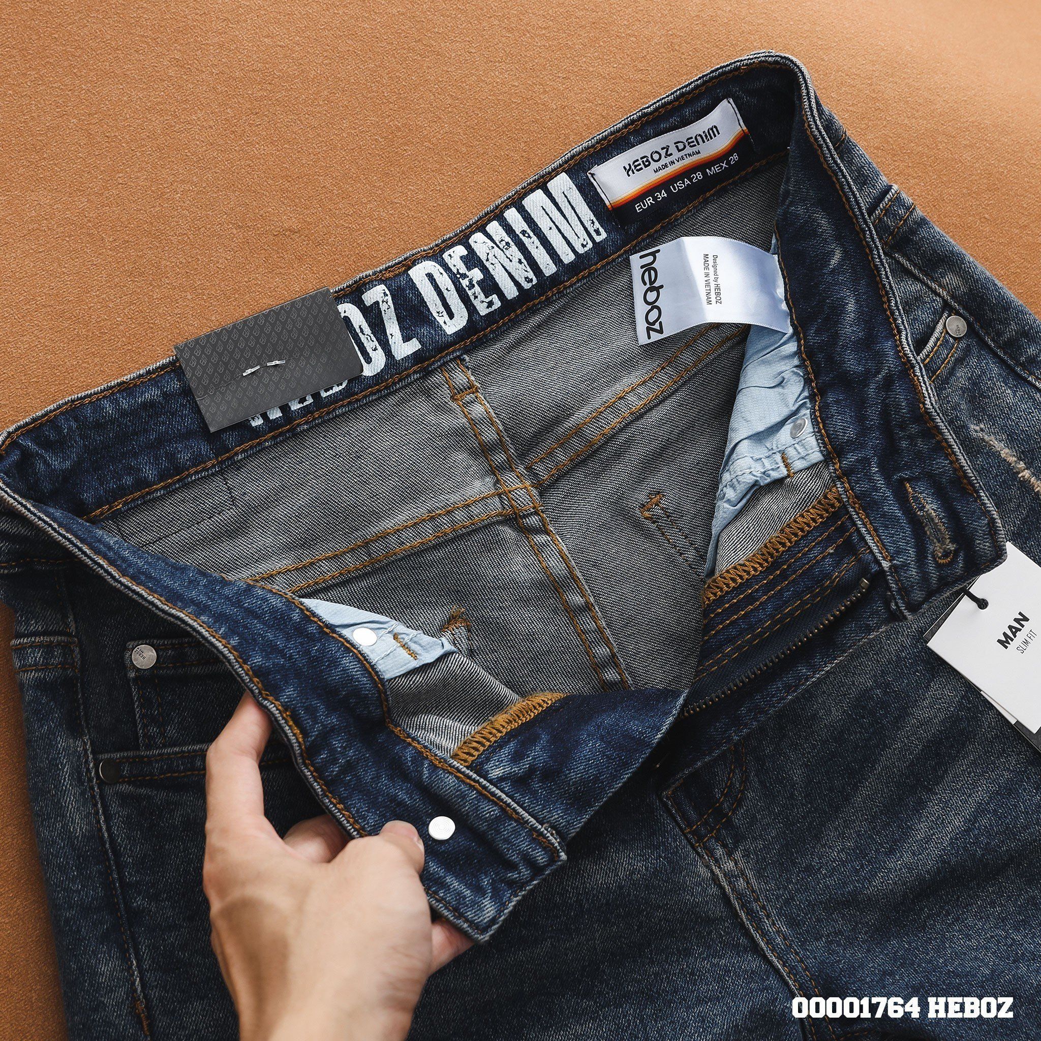 Quần jean nam Heboz dáng slim rách 059 - 00001764