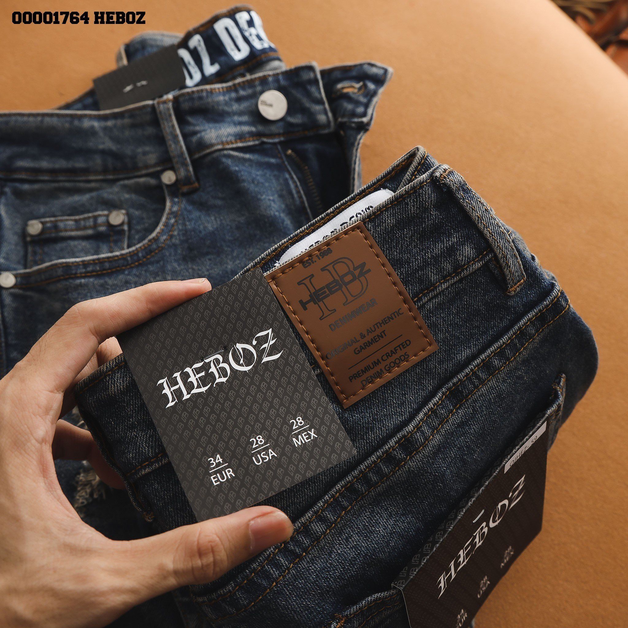 Quần jean nam Heboz dáng slim rách 059 - 00001764