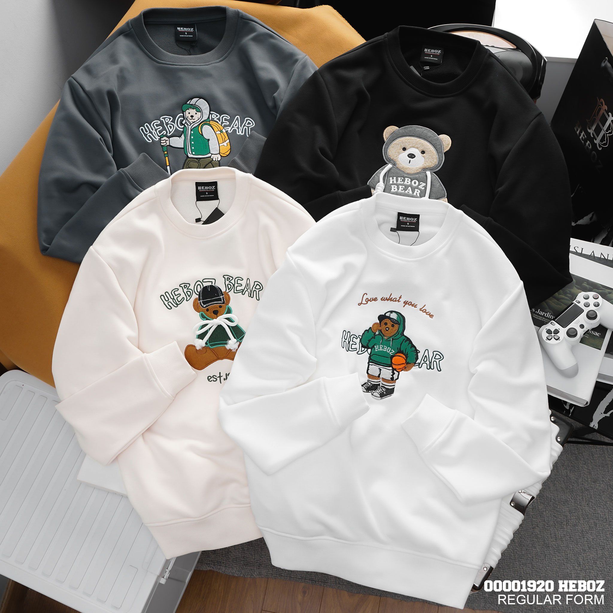 Áo sweater nam Heboz thêu 3D bear 4M - 00001920