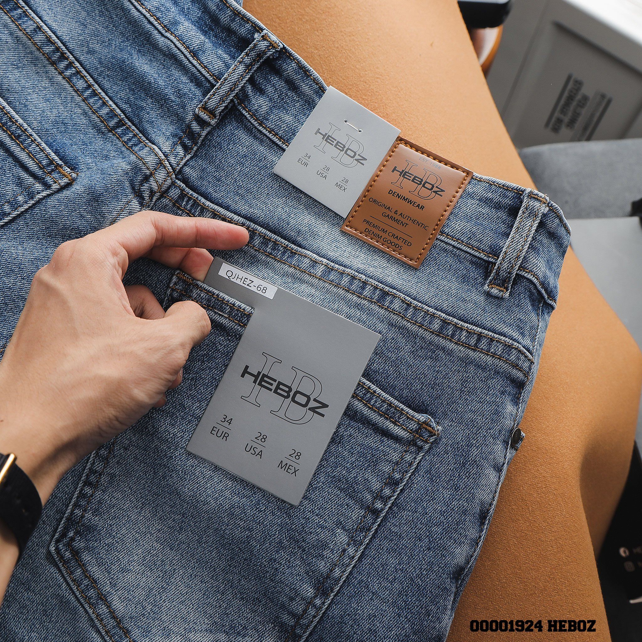 Quần jean nam Heboz basic dáng slim rách 068 Heboz - 00001924