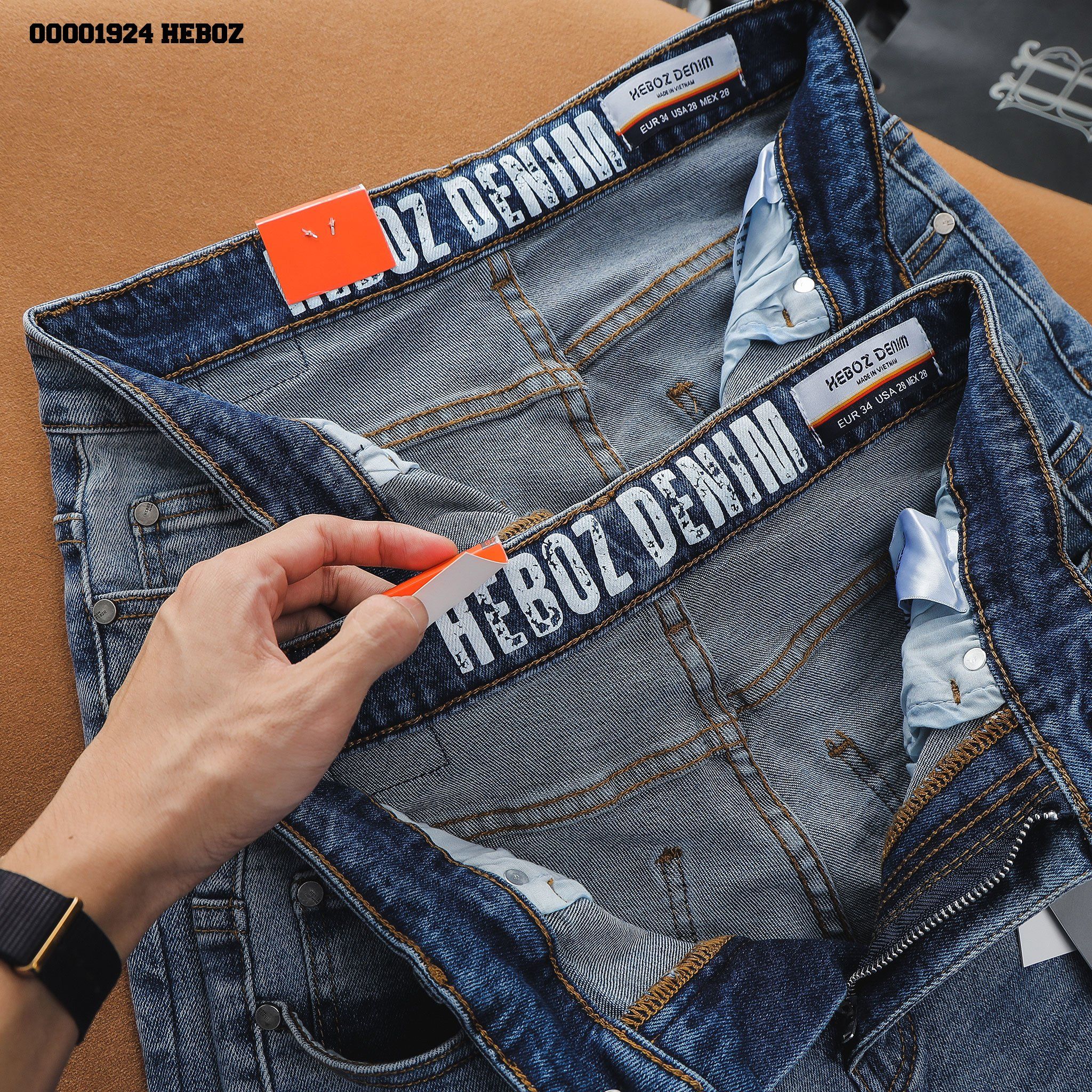 Quần jean nam Heboz basic dáng slim rách 068 Heboz - 00001924
