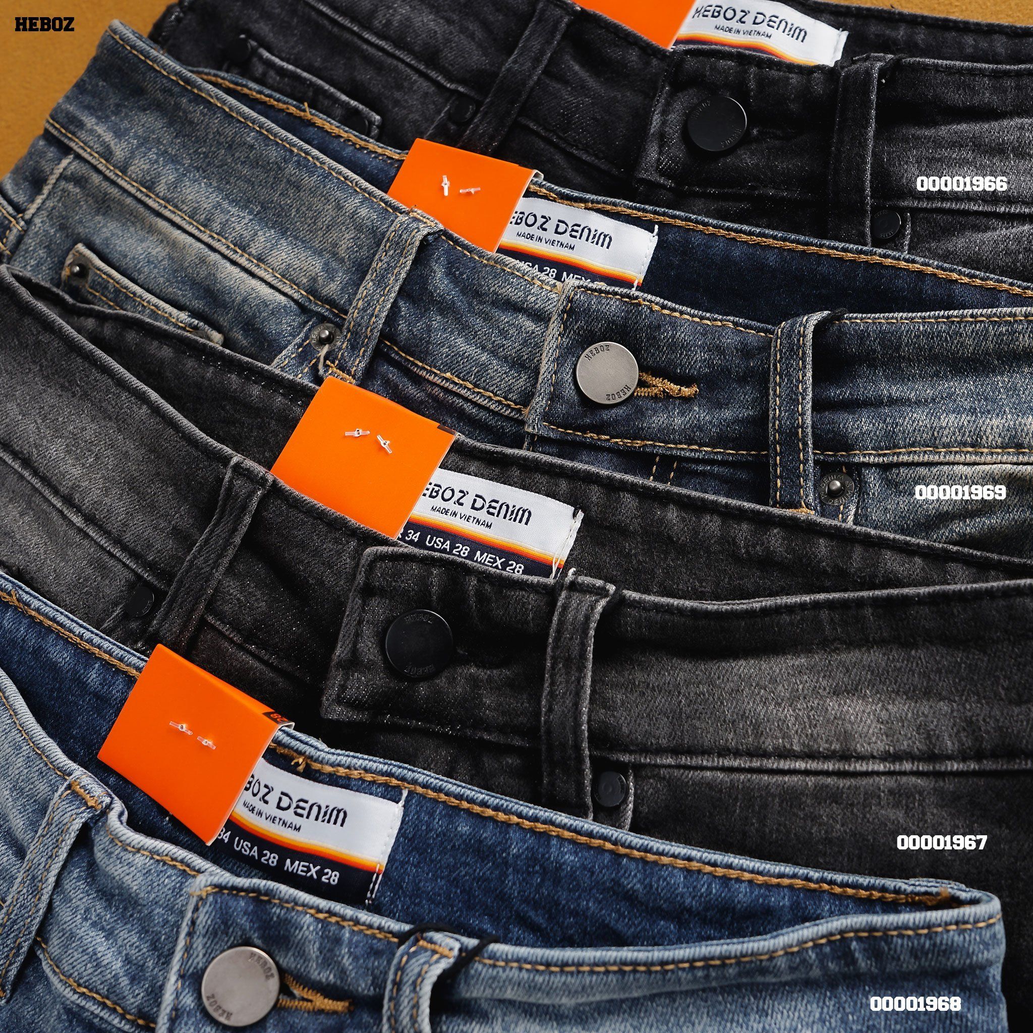 Quần short jean nam Heboz dáng slim 092 - 00001967