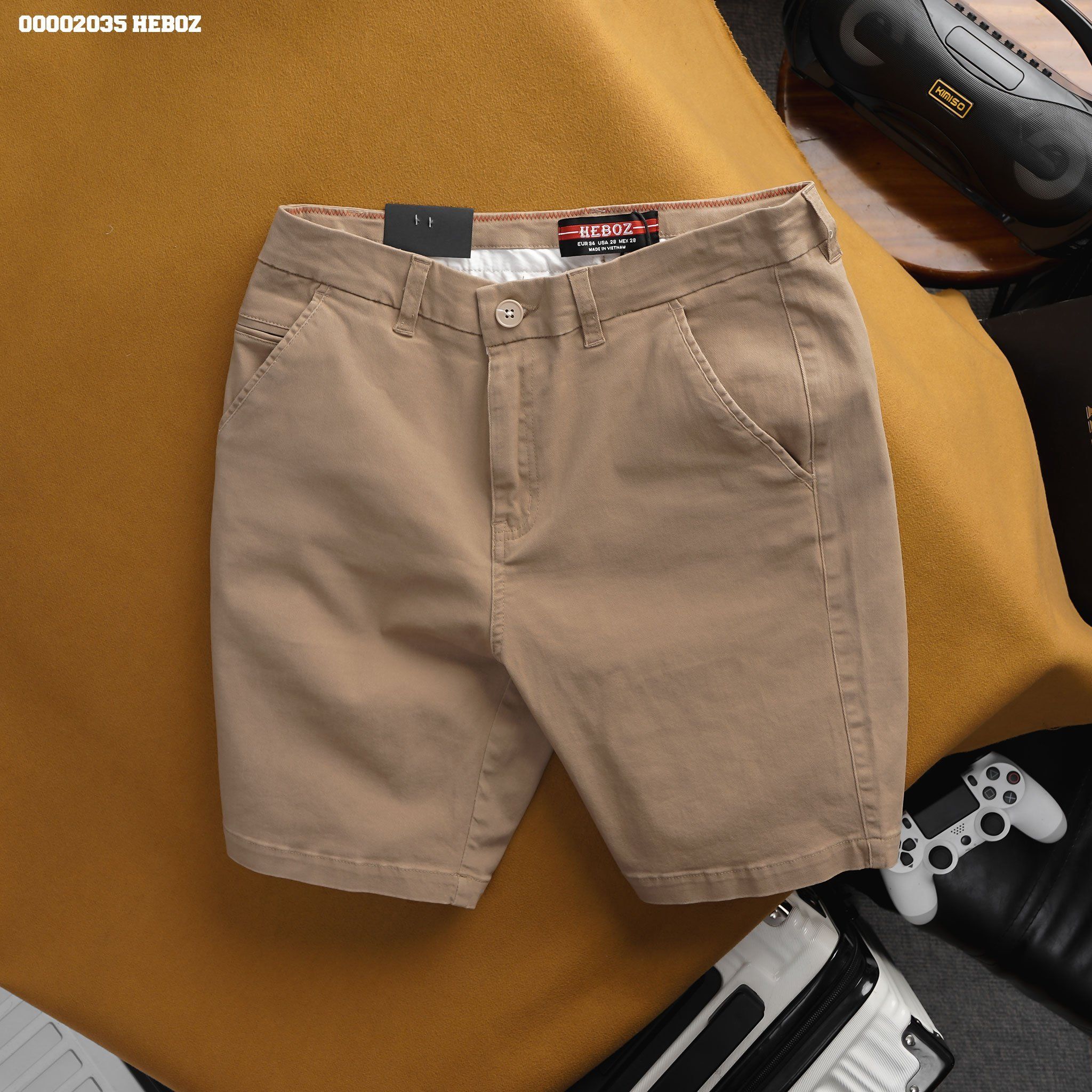 Quần short nam Heboz kaki zikzak túi nhỏ 4M - 00002035