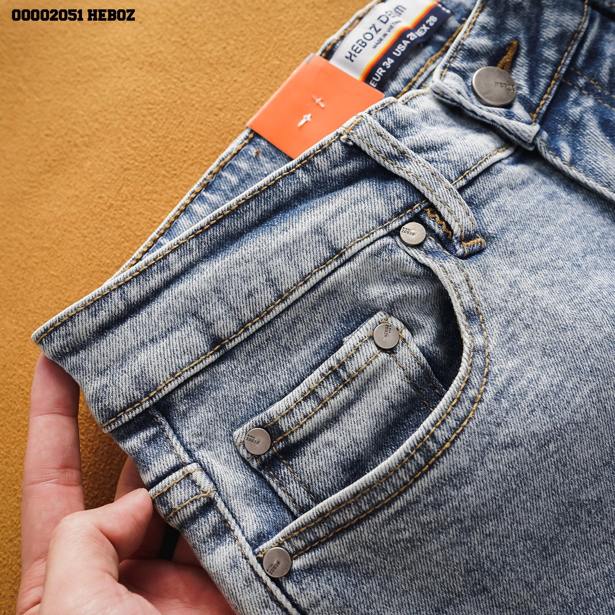 Quần jean nam Heboz basic dáng slim 01 (xanh nhạt) - 00002051