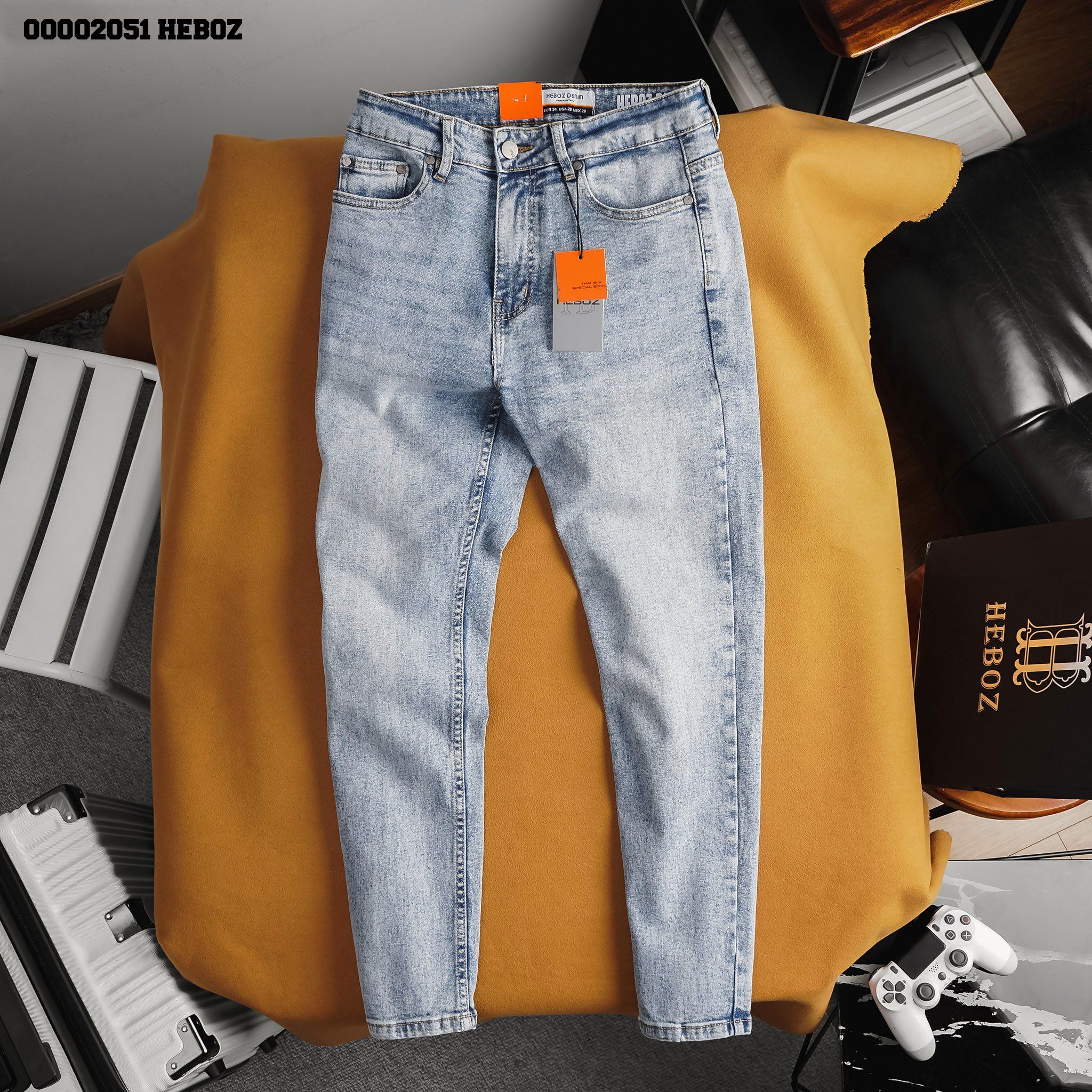 Quần jean nam Heboz basic dáng slim 01 (xanh nhạt) - 00002051