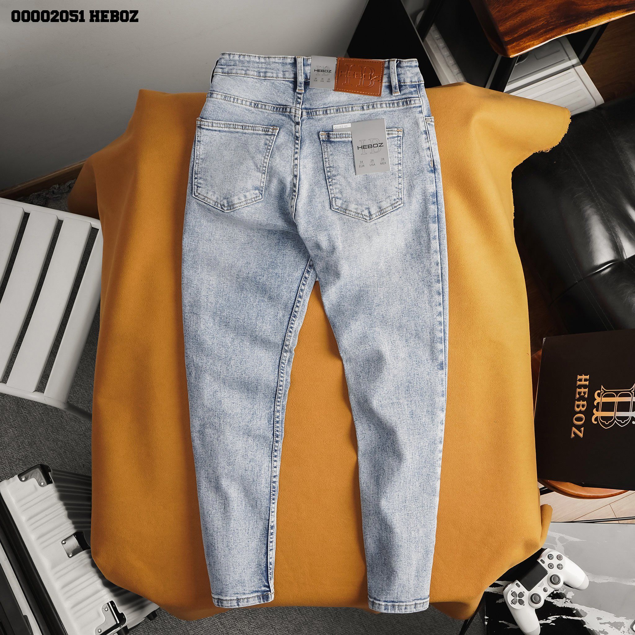Quần jean nam Heboz basic dáng slim 01 (xanh nhạt) - 00002051