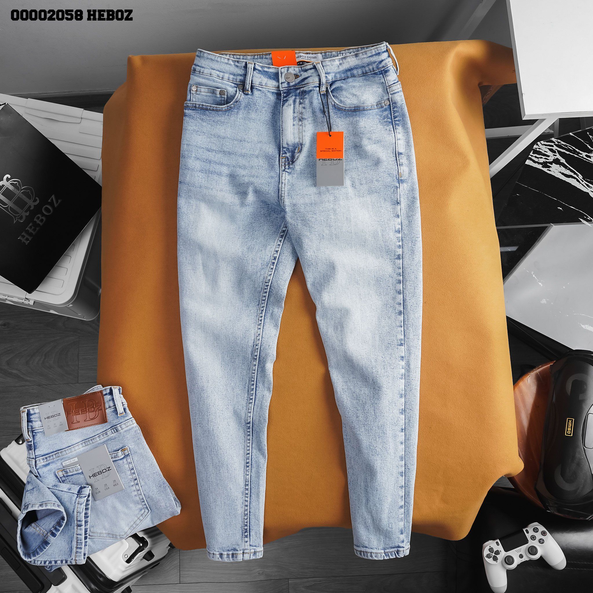 Quần jean nam Heboz basic dáng slim 04 (XANH ĐẬM) - 00002058