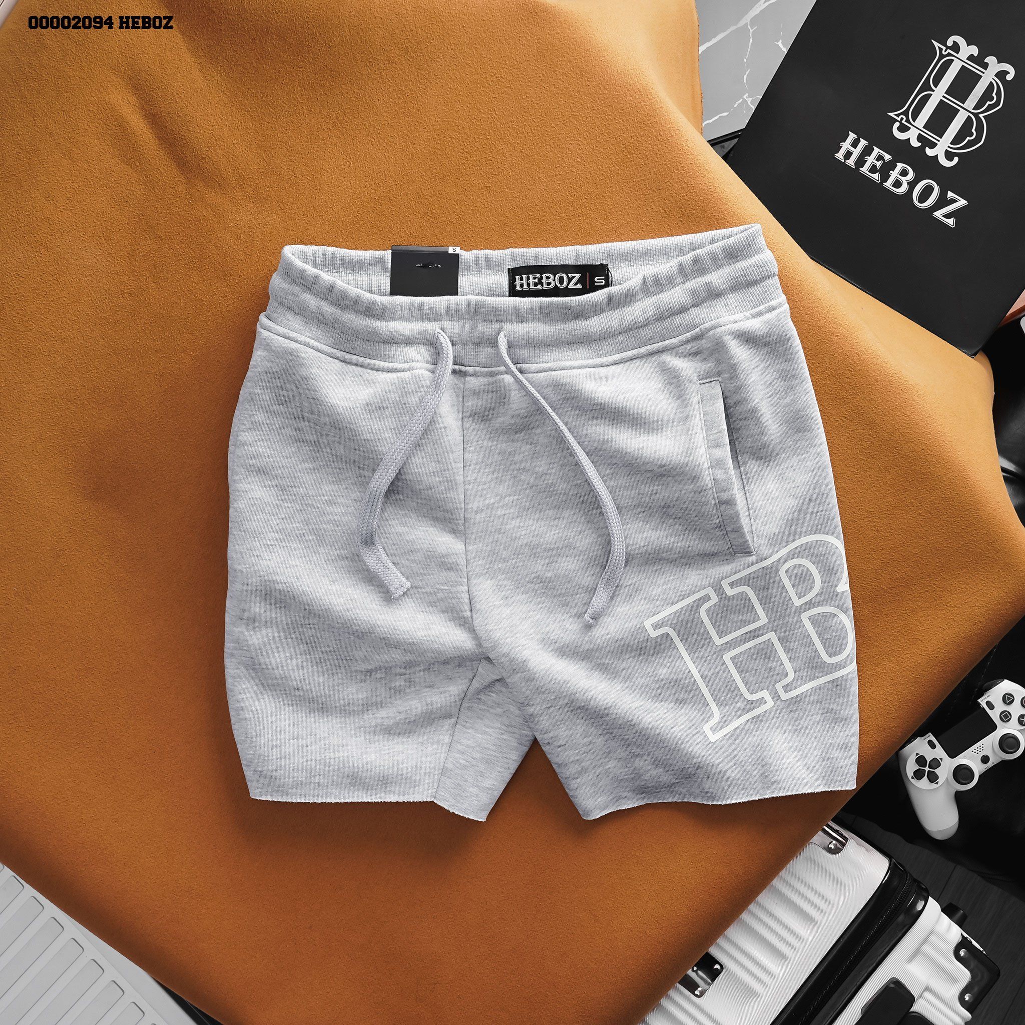 Quần short nam Heboz nỉ logo 2M - 00002094