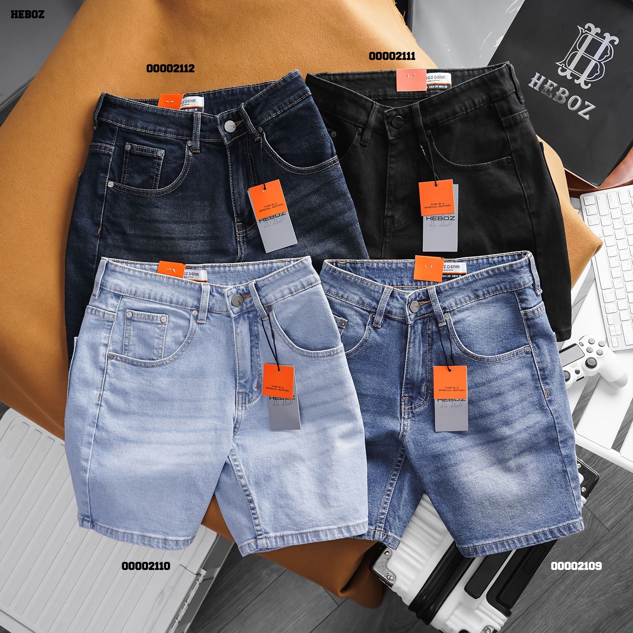  Quần short jean basic Heboz 016 (xanh) - 00002112 