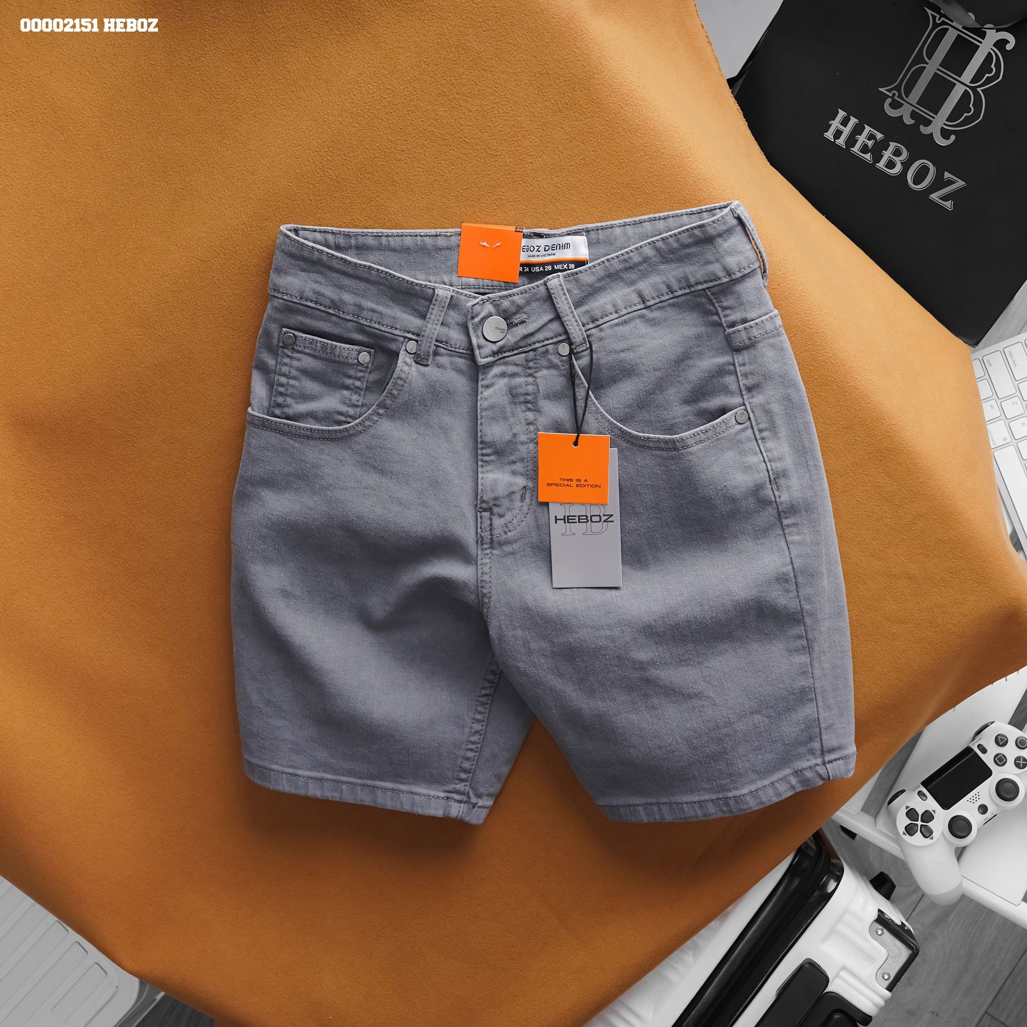 Quần short jean nam Heboz đen 029 - 00002139