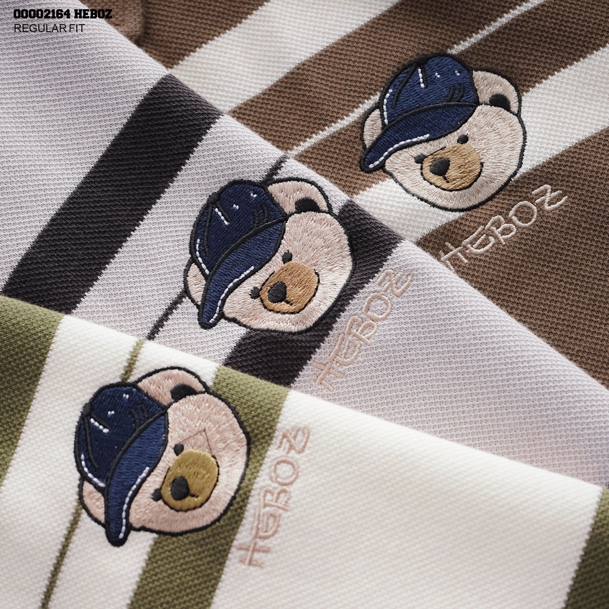 Áo polo nam Heboz sọc thêu Bear 3M - 00002164