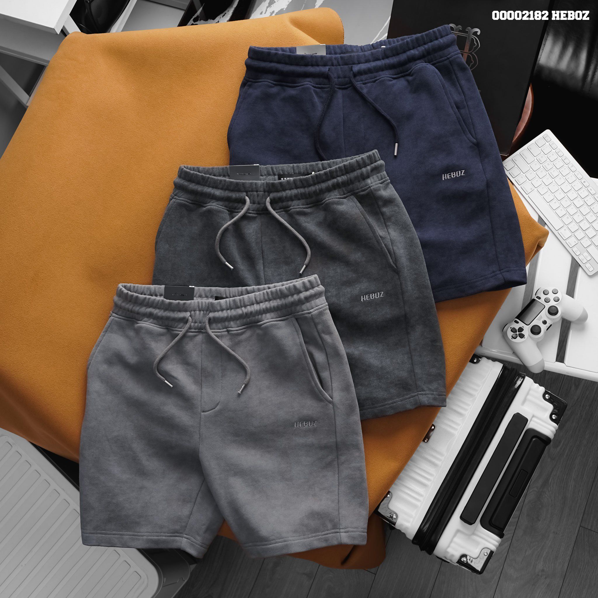 Quần short nam Heboz nỉ wash 3M - 00002182