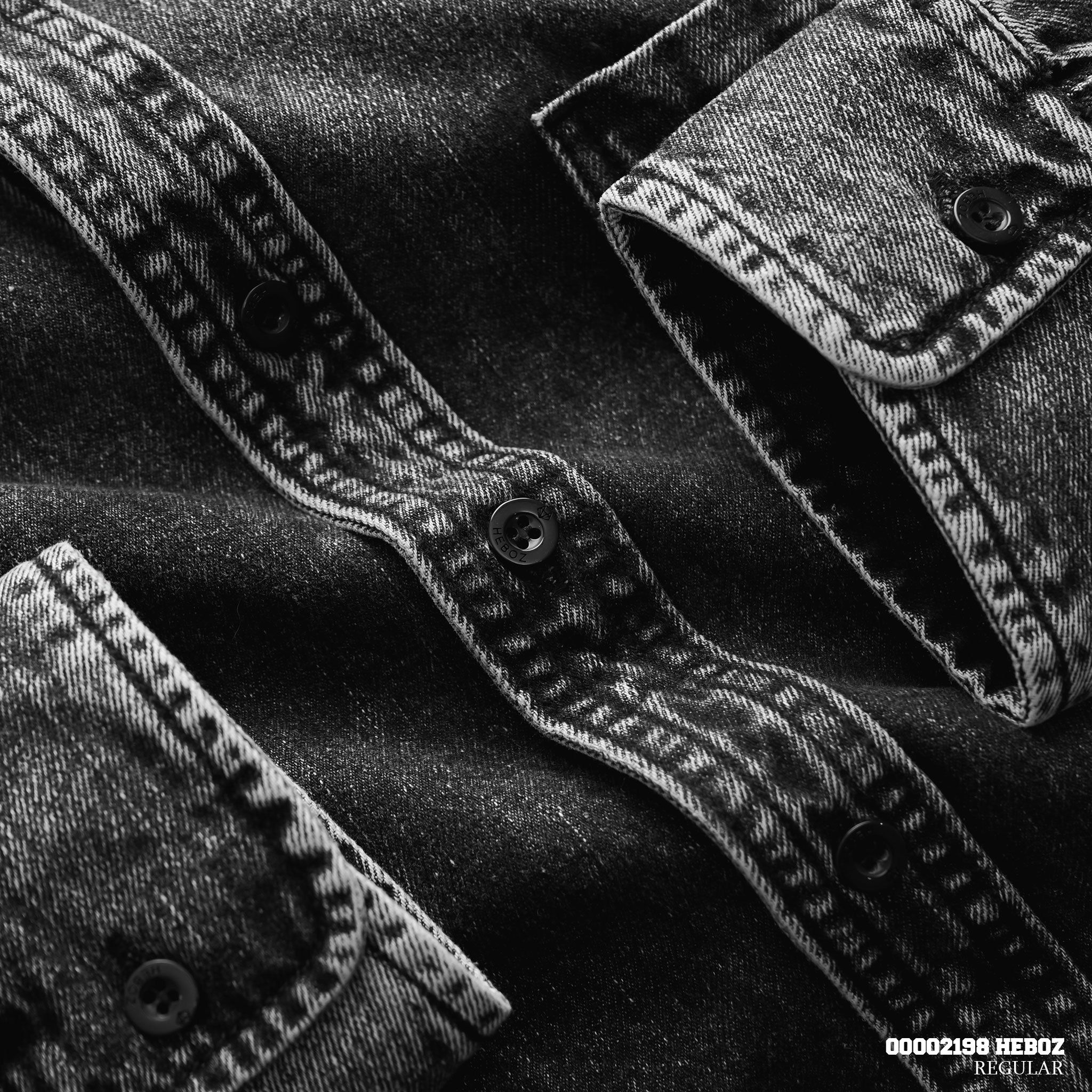 Áo sơ mi nam Heboz vải denim thêu gấu 01 - 00002198