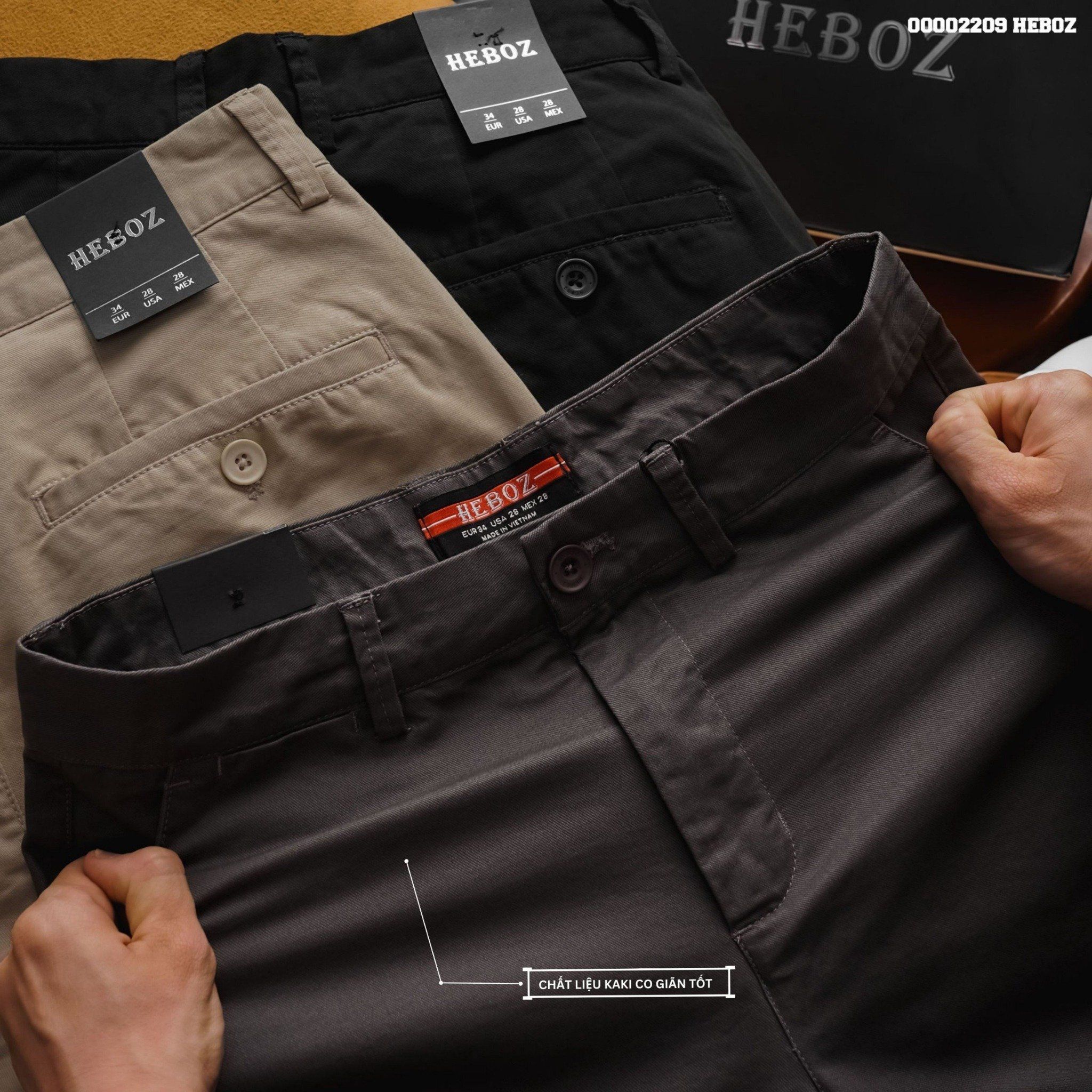 Quần kaki nam Heboz basic form slim 4M - 00002209