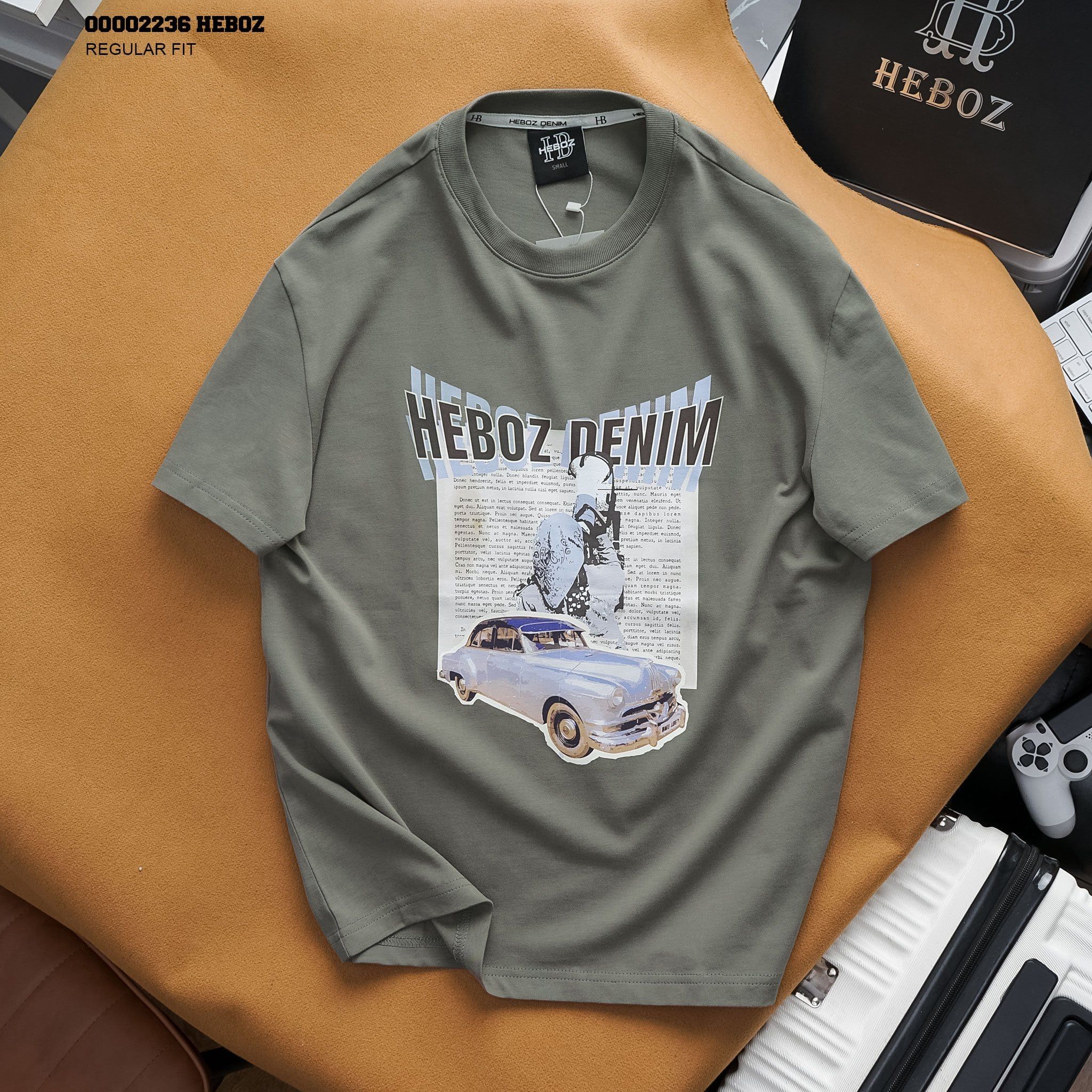 Áo thun nam Heboz print car - 00002236