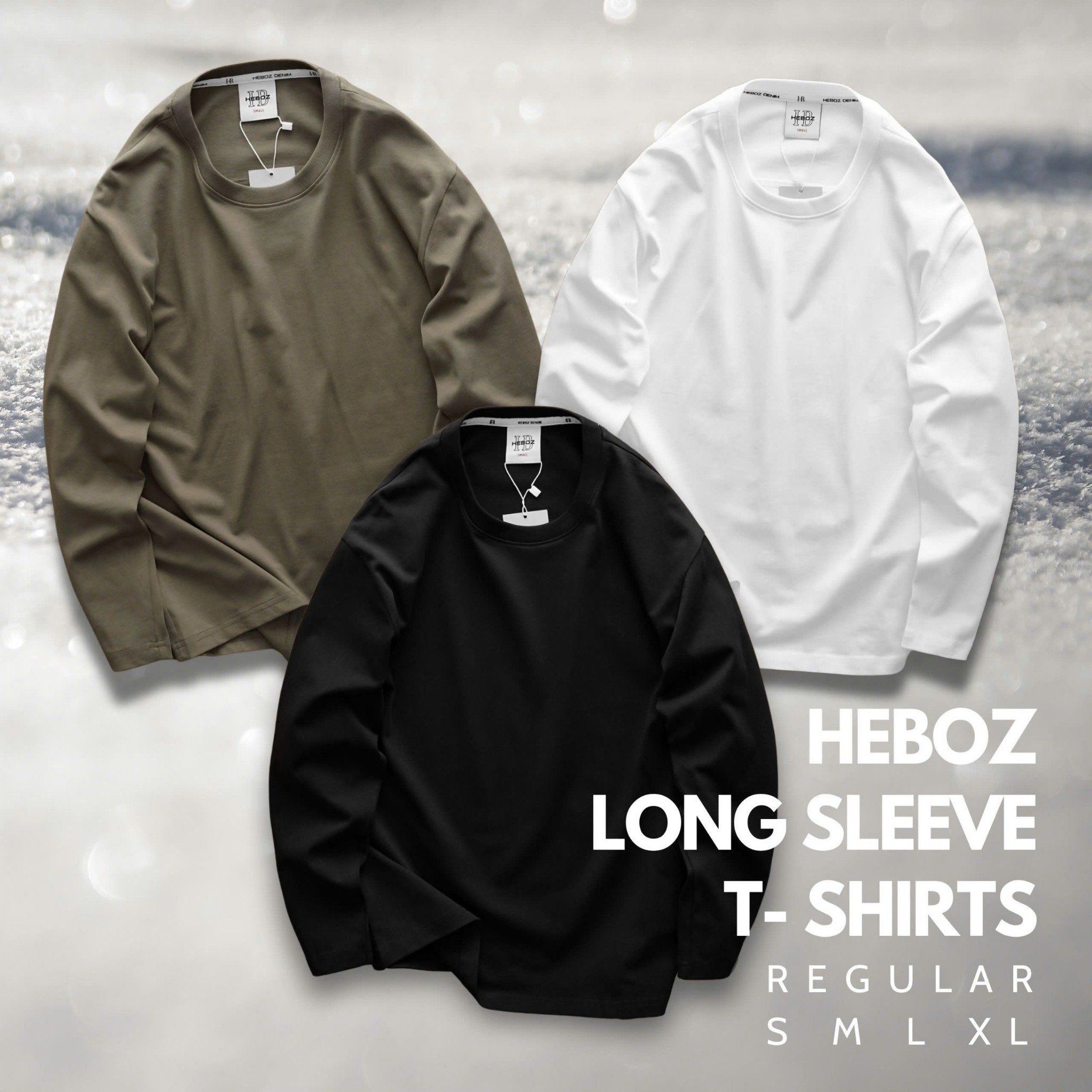 Áo thun nam Heboz basic dài tay 3M - 00002240