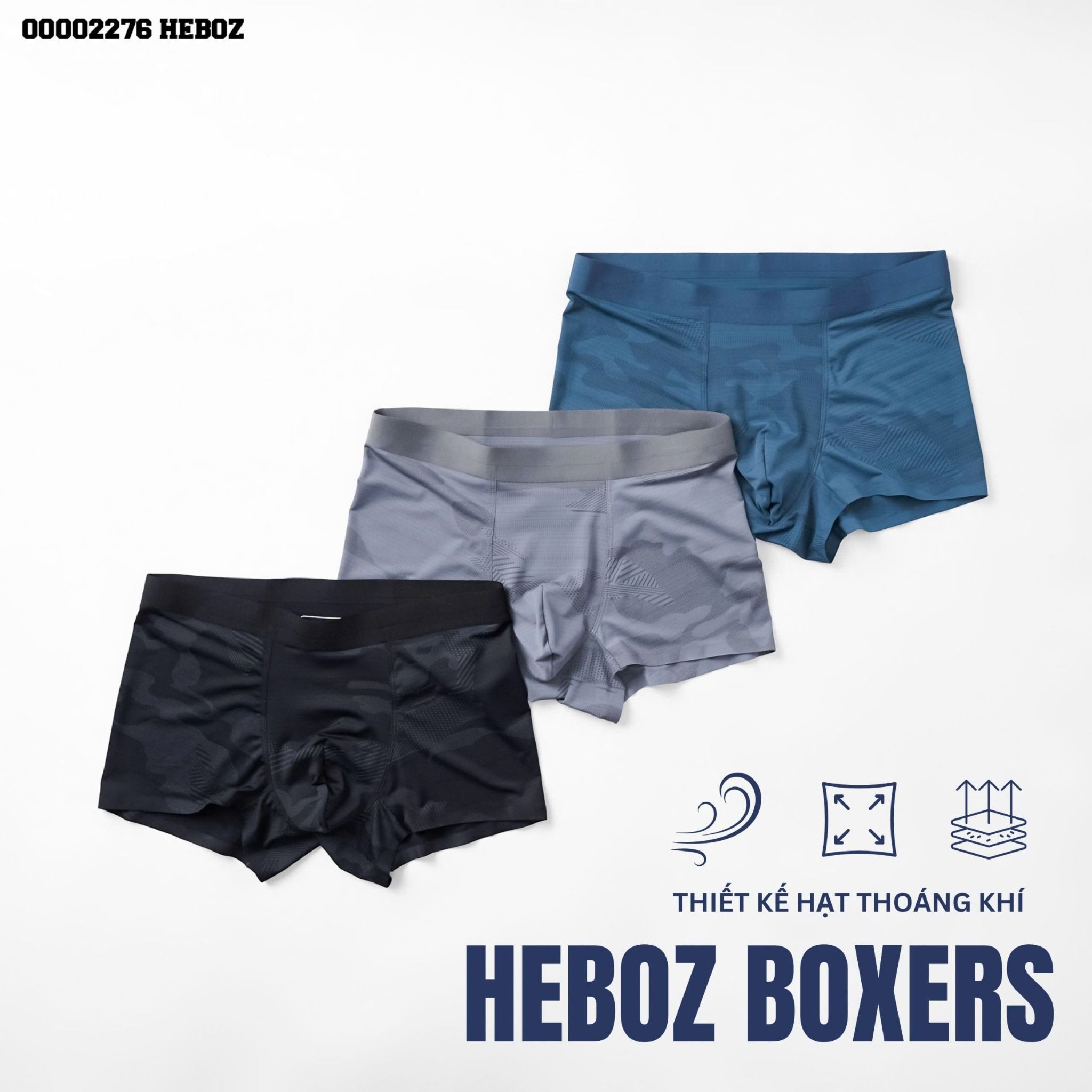 Quần boxer nam Heboz vải thun lạnh hạt 02 3M - 00002276