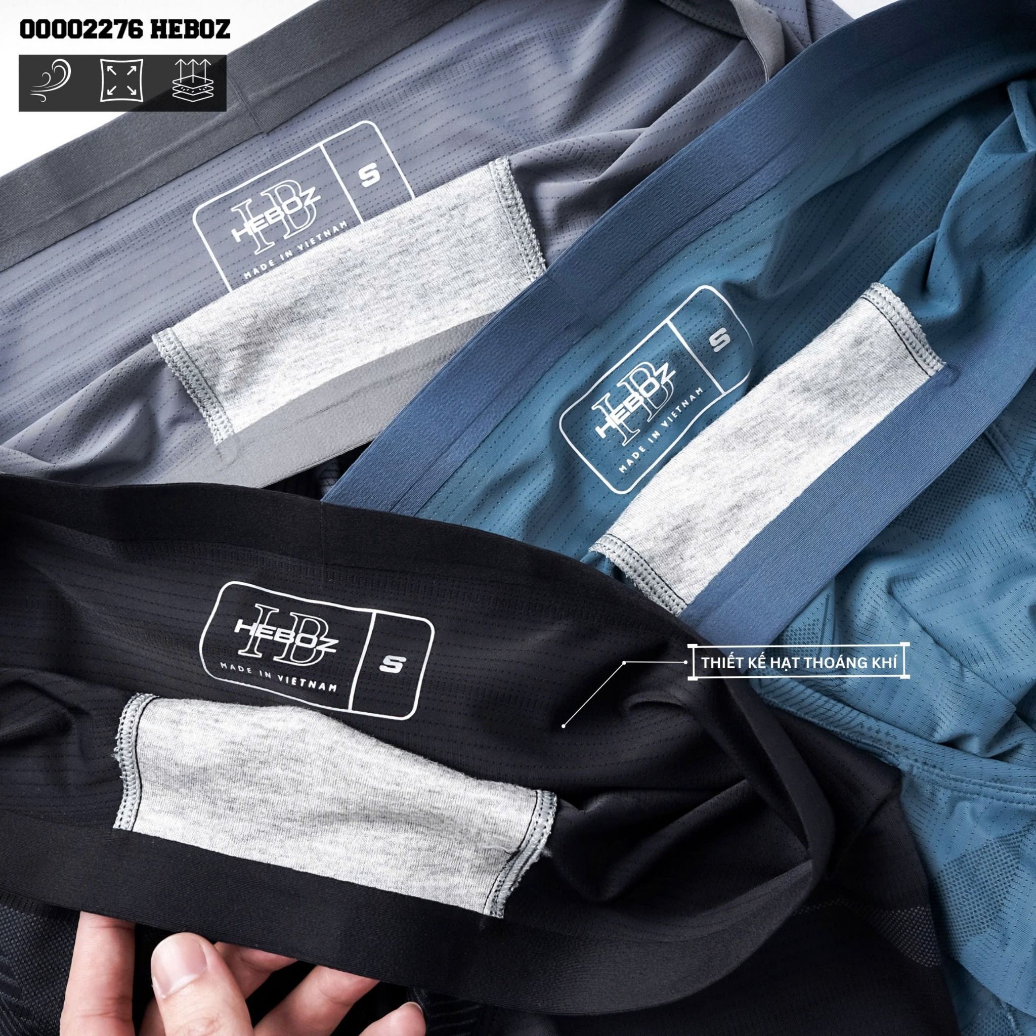 Quần boxer nam Heboz vải thun lạnh hạt 02 3M - 00002276