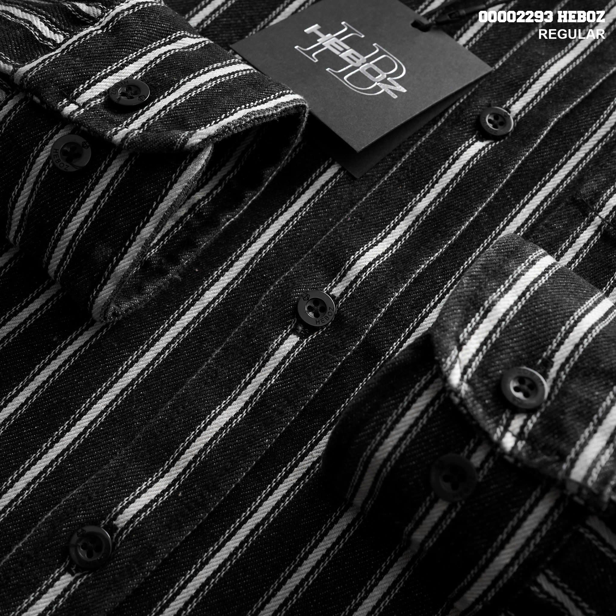 Áo sơ mi nam Heboz denim jacquard 2M - 00002293
