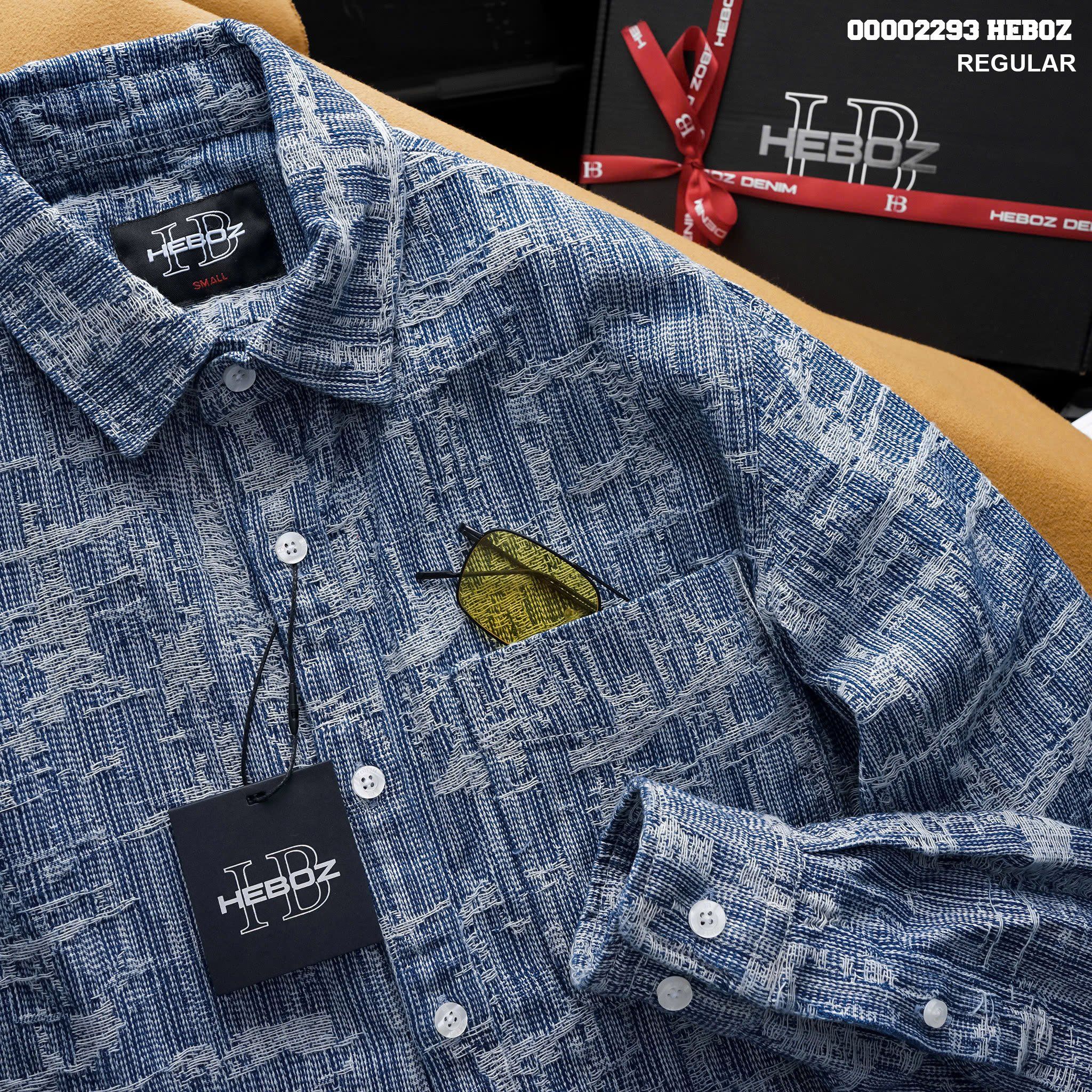 Áo sơ mi nam Heboz denim jacquard 2M - 00002293