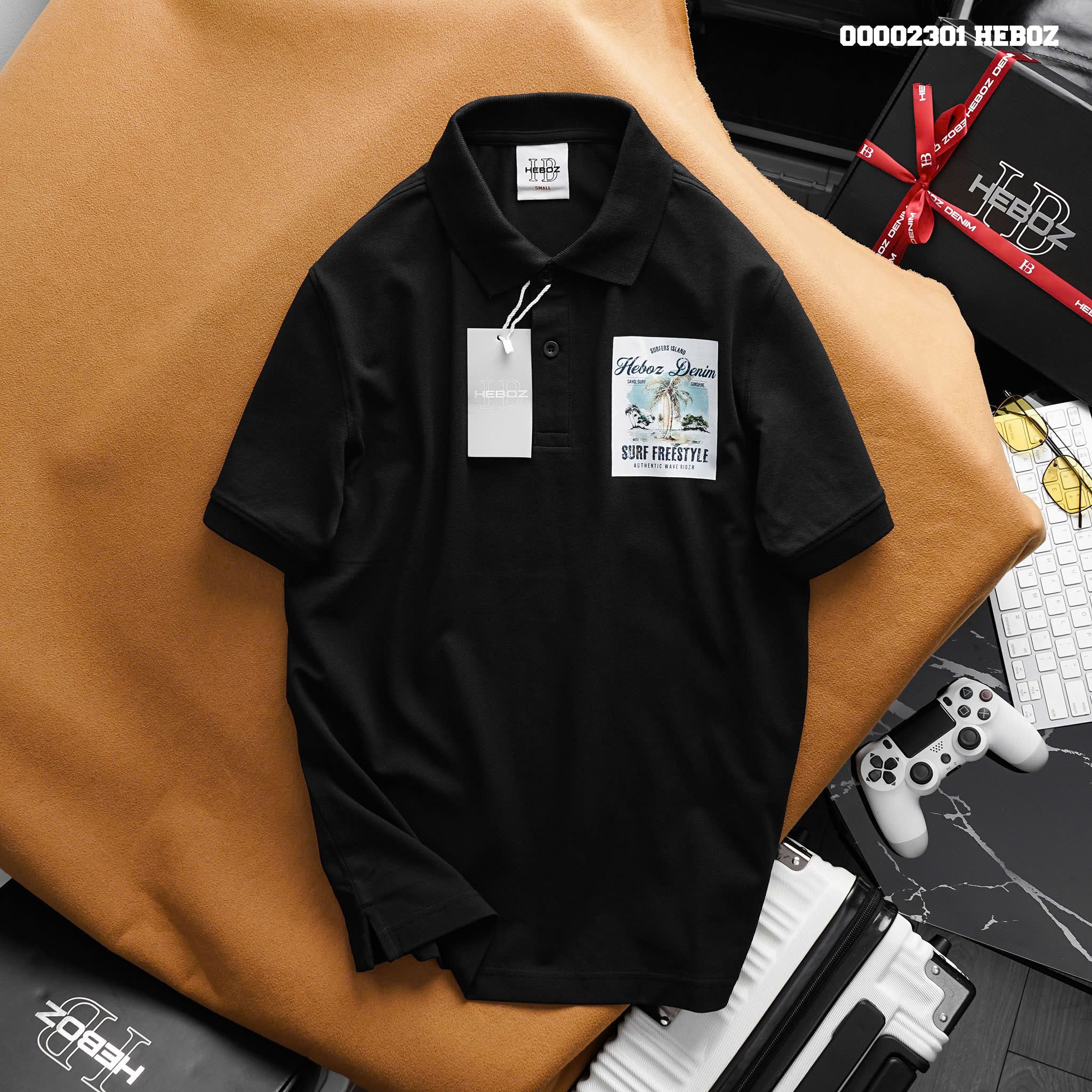 Áo polo nam Heboz Surf (Black) - 00002301