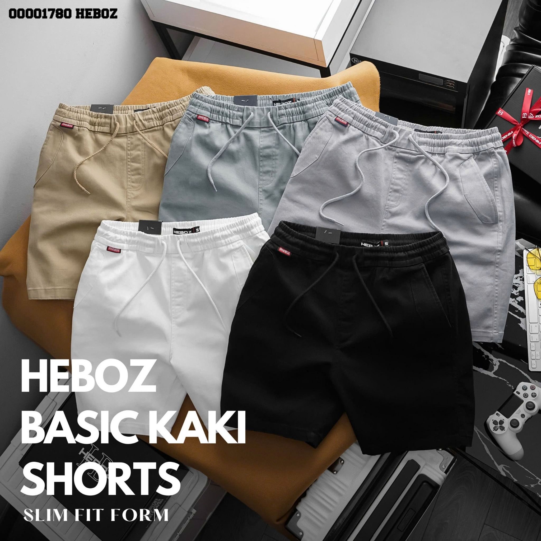 Quần short kaki lưng thun Heboz 4M new - 00001780