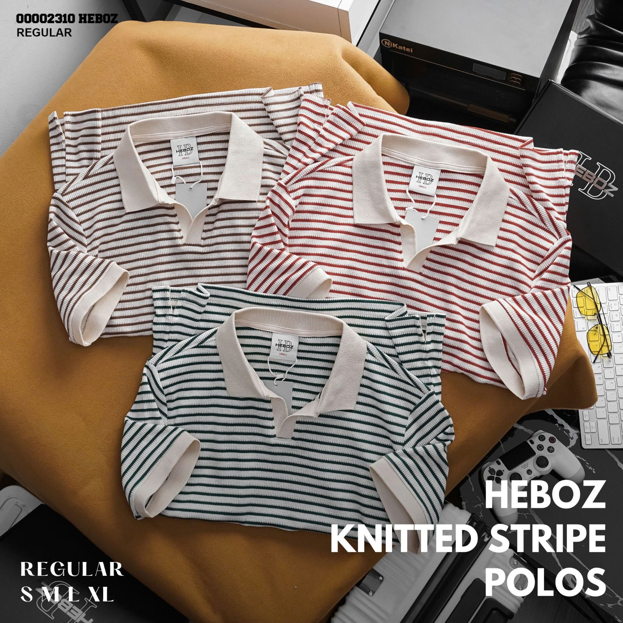 Áo polo nam Heboz striped dệt kim 3M - 00002310