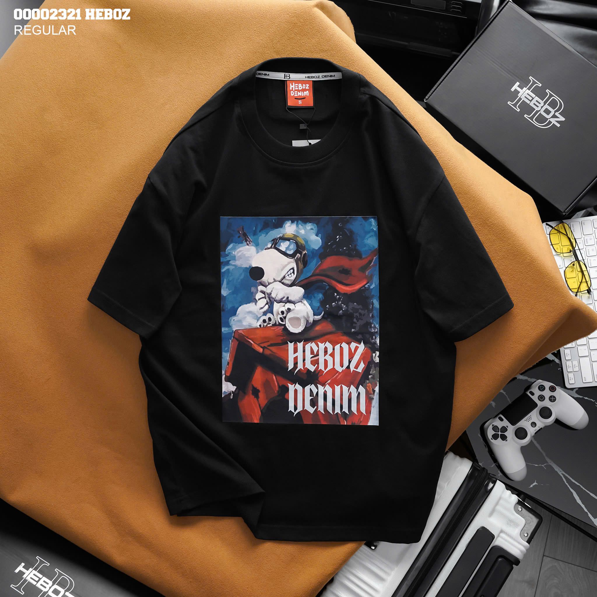 Áo thun nam Heboz print Dog (ĐEN) - 00002321