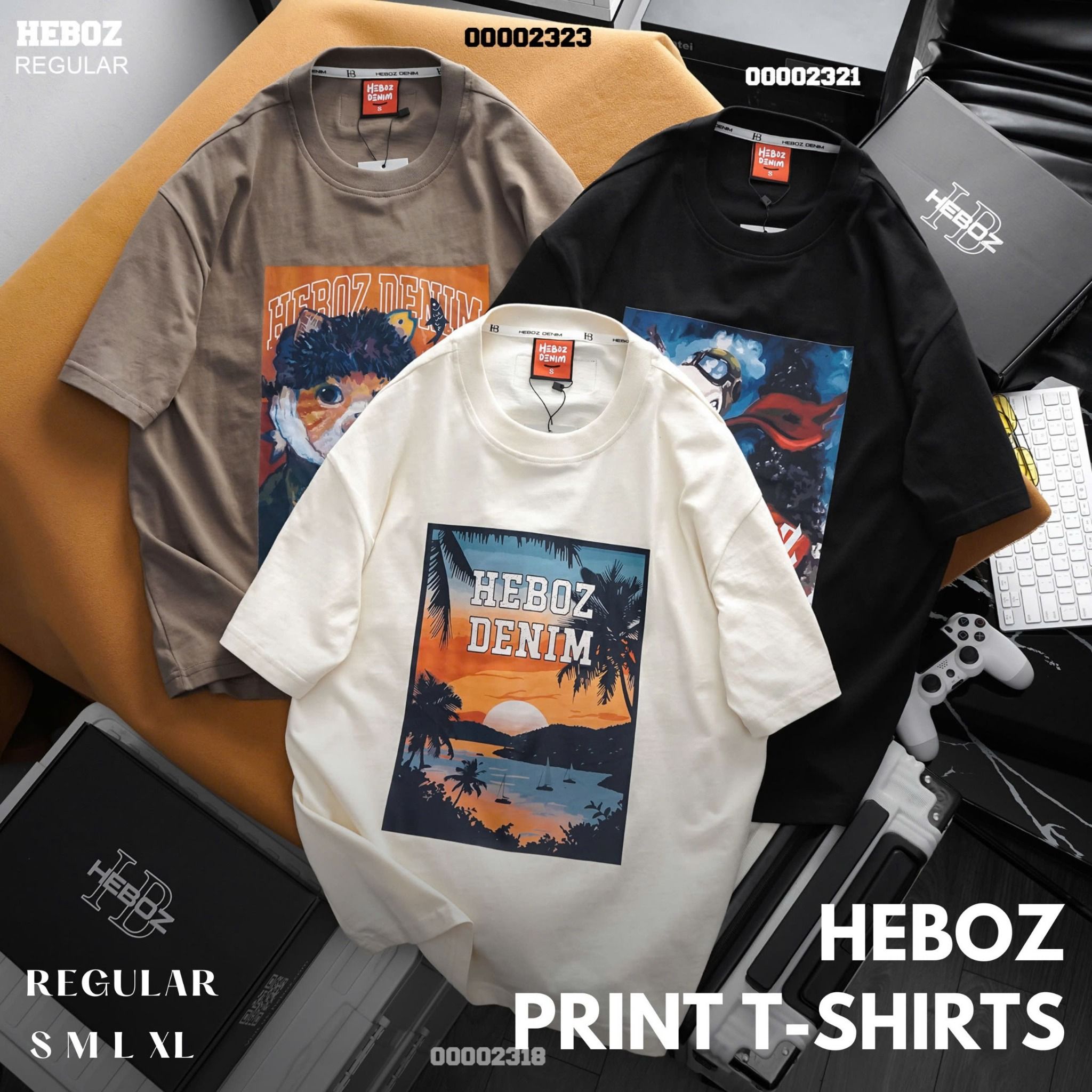 Áo thun nam Heboz print Sunset (KEM) - 00002318