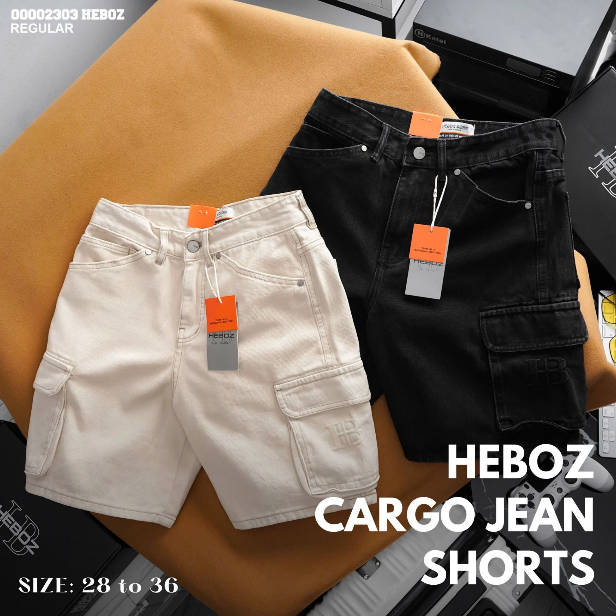 Quần short nam Heboz cargo jean 2M - 00002303
