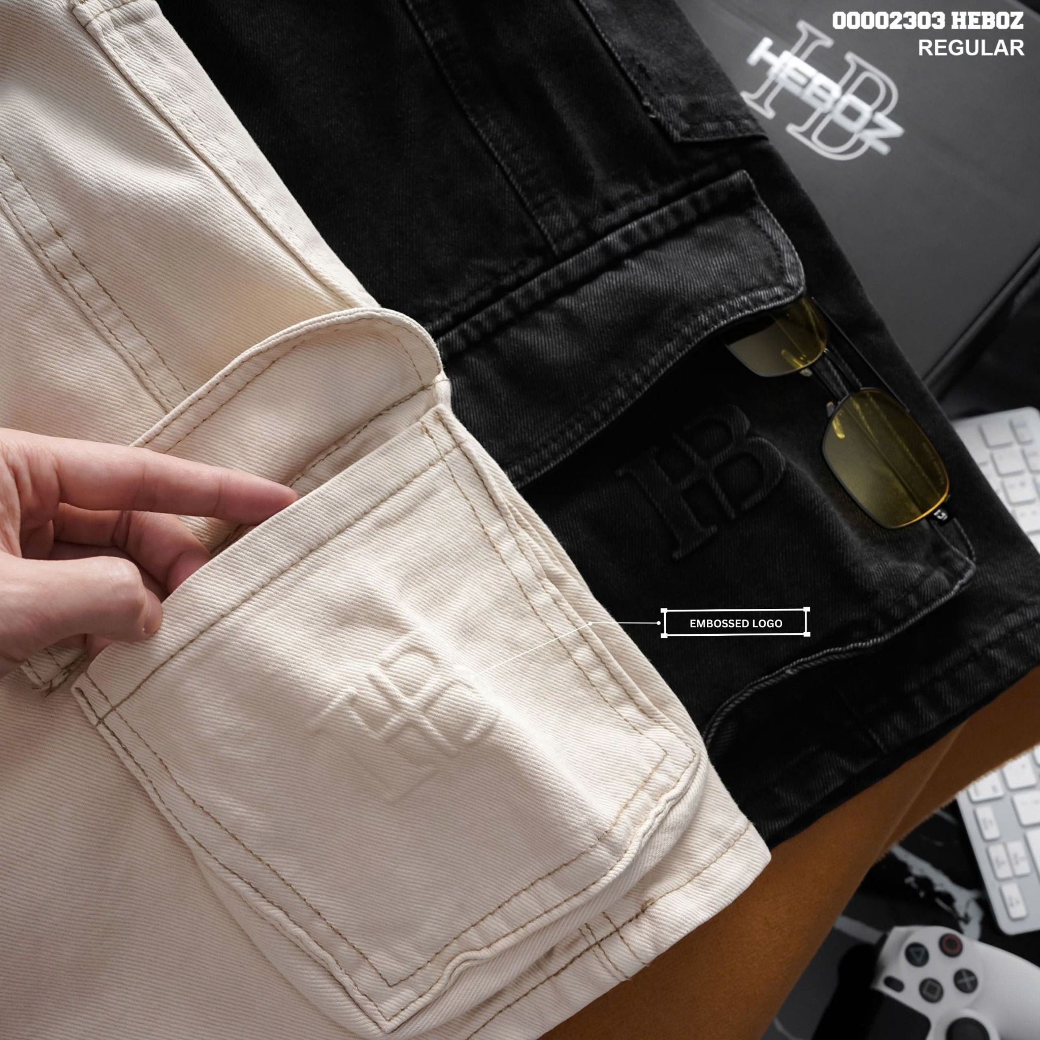 Quần short nam Heboz cargo jean 2M - 00002303