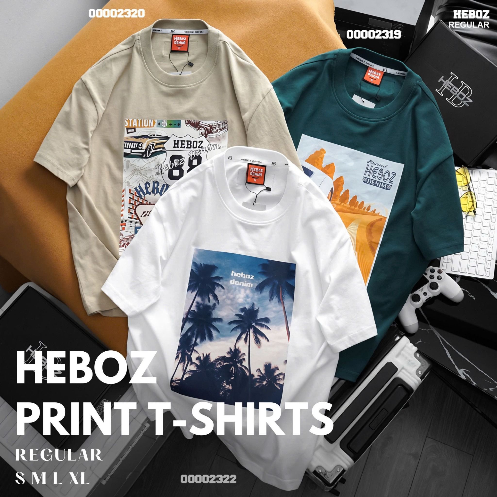 Áo thun nam Heboz print Dawn (TRẮNG) - 00002322
