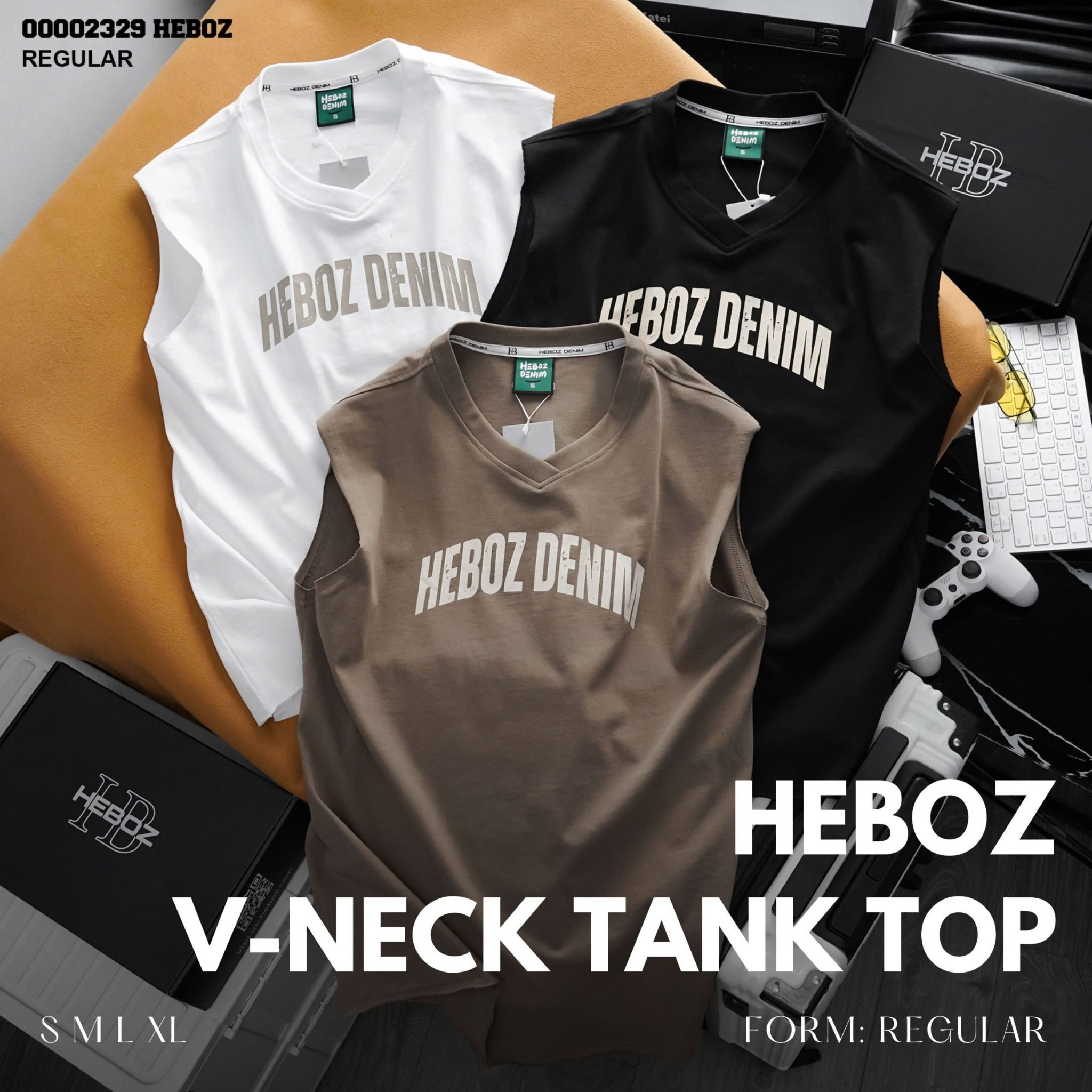 Áo thun nam Heboz tanktop cổ V 3M - 00002329