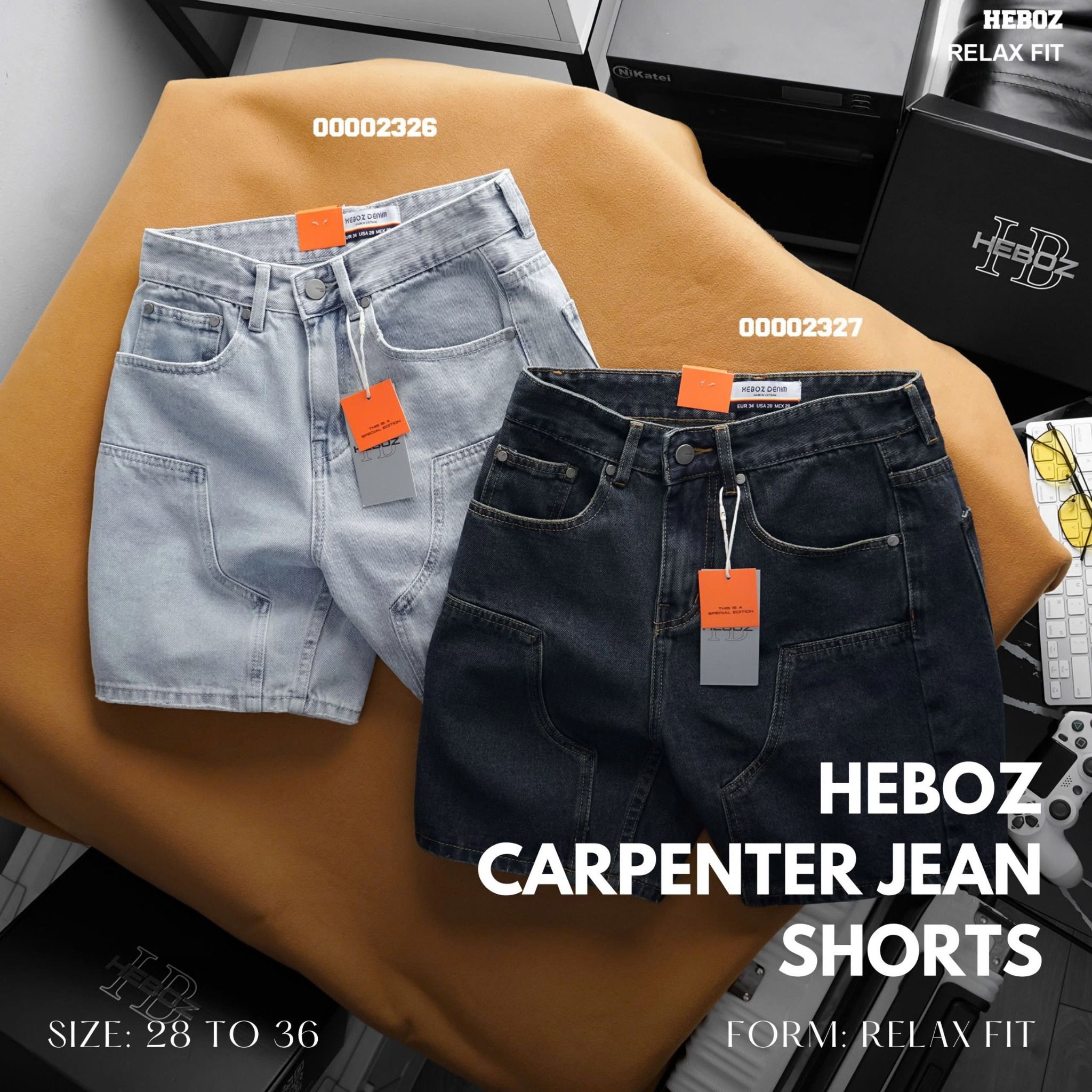 Quần short jean nam Heboz carpenter 066 - 00002327