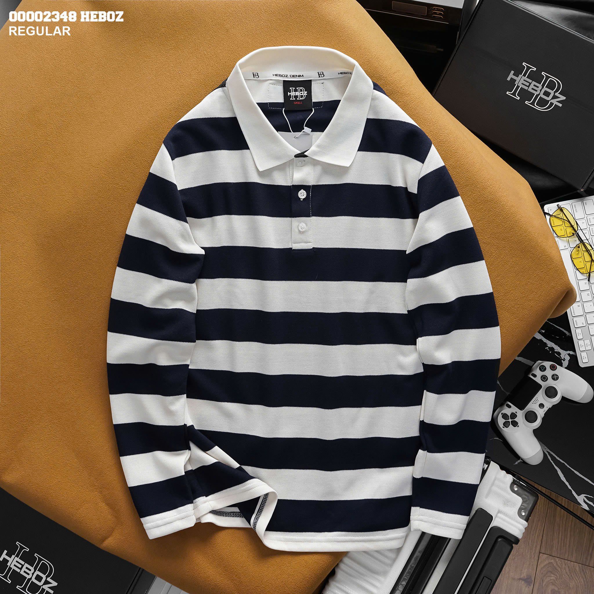 Áo polo nam Heboz dài tay stripped 3M - 00002348