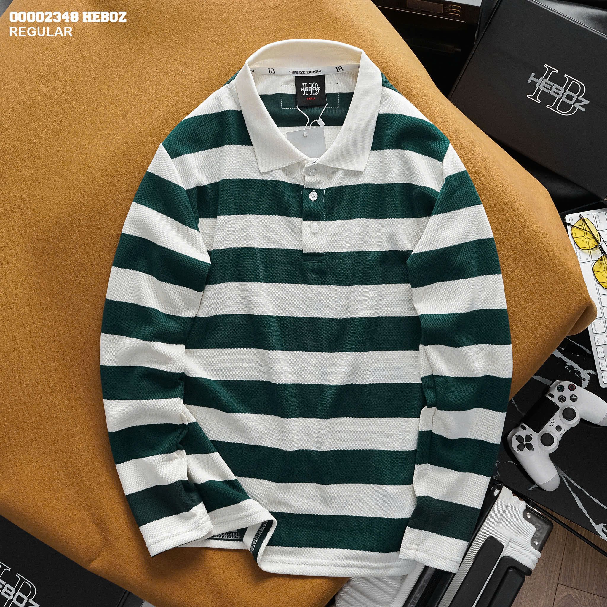 Áo polo nam Heboz dài tay stripped 3M - 00002348