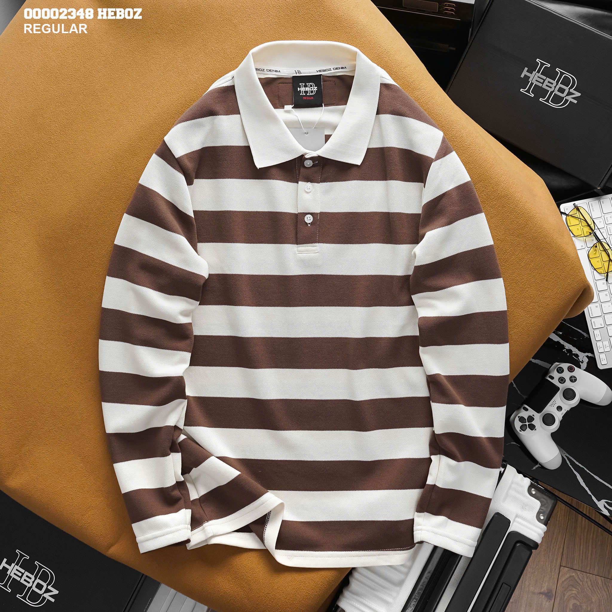 Áo polo nam Heboz dài tay stripped 3M - 00002348