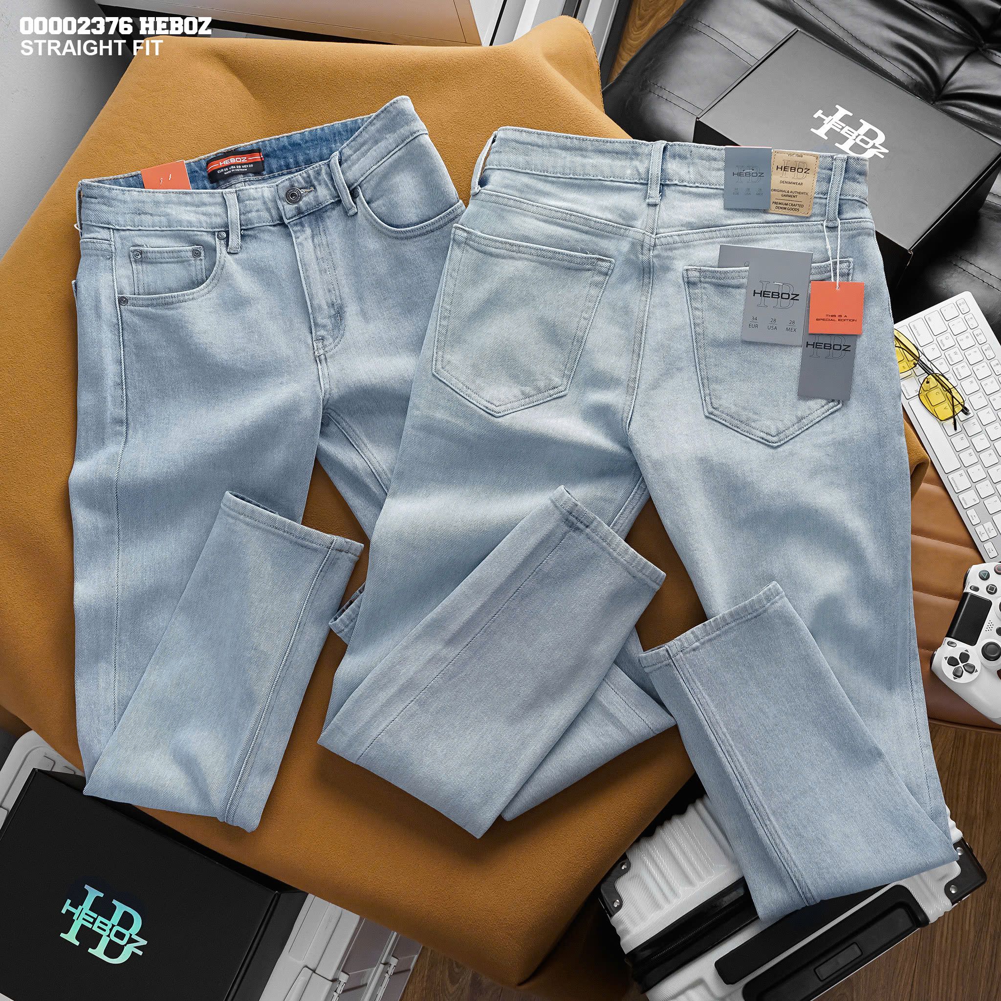 Quần jean nam dáng straight light blue - 00002376