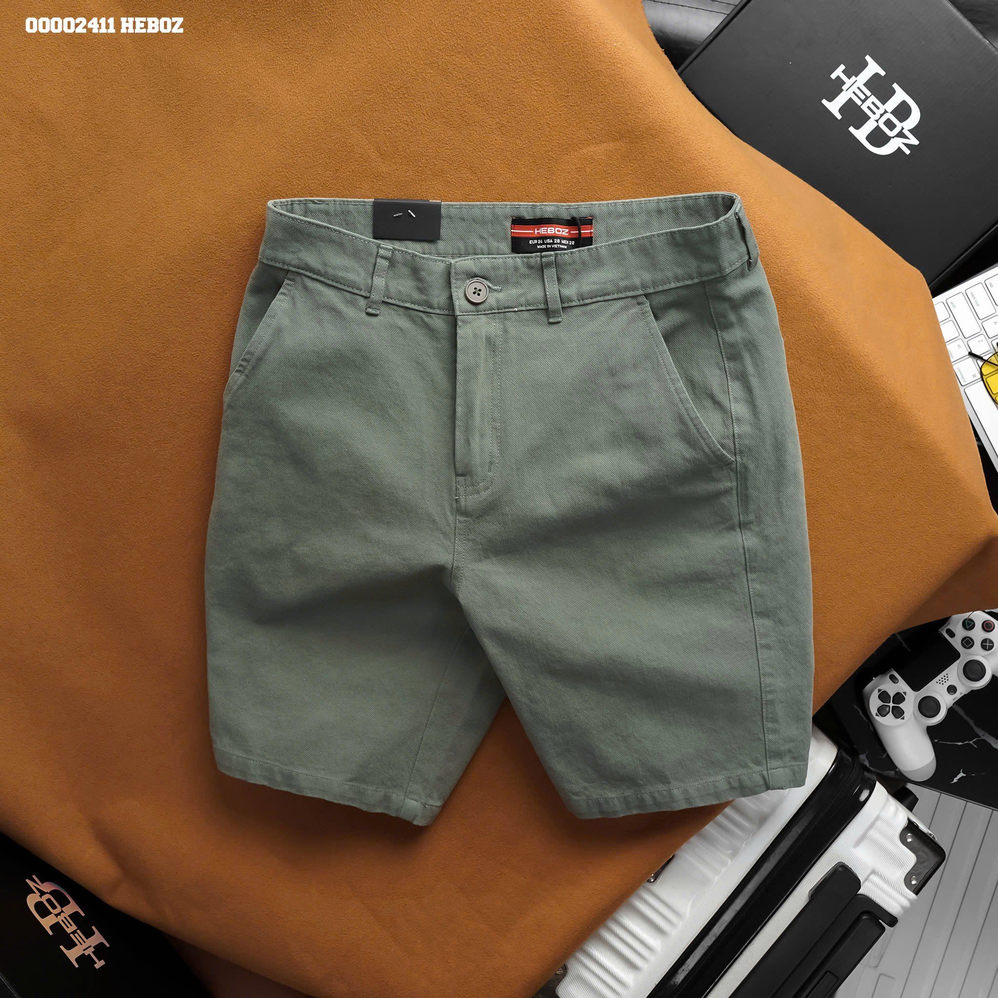 Quần short nam Heboz kaki classic 4M - 00002411