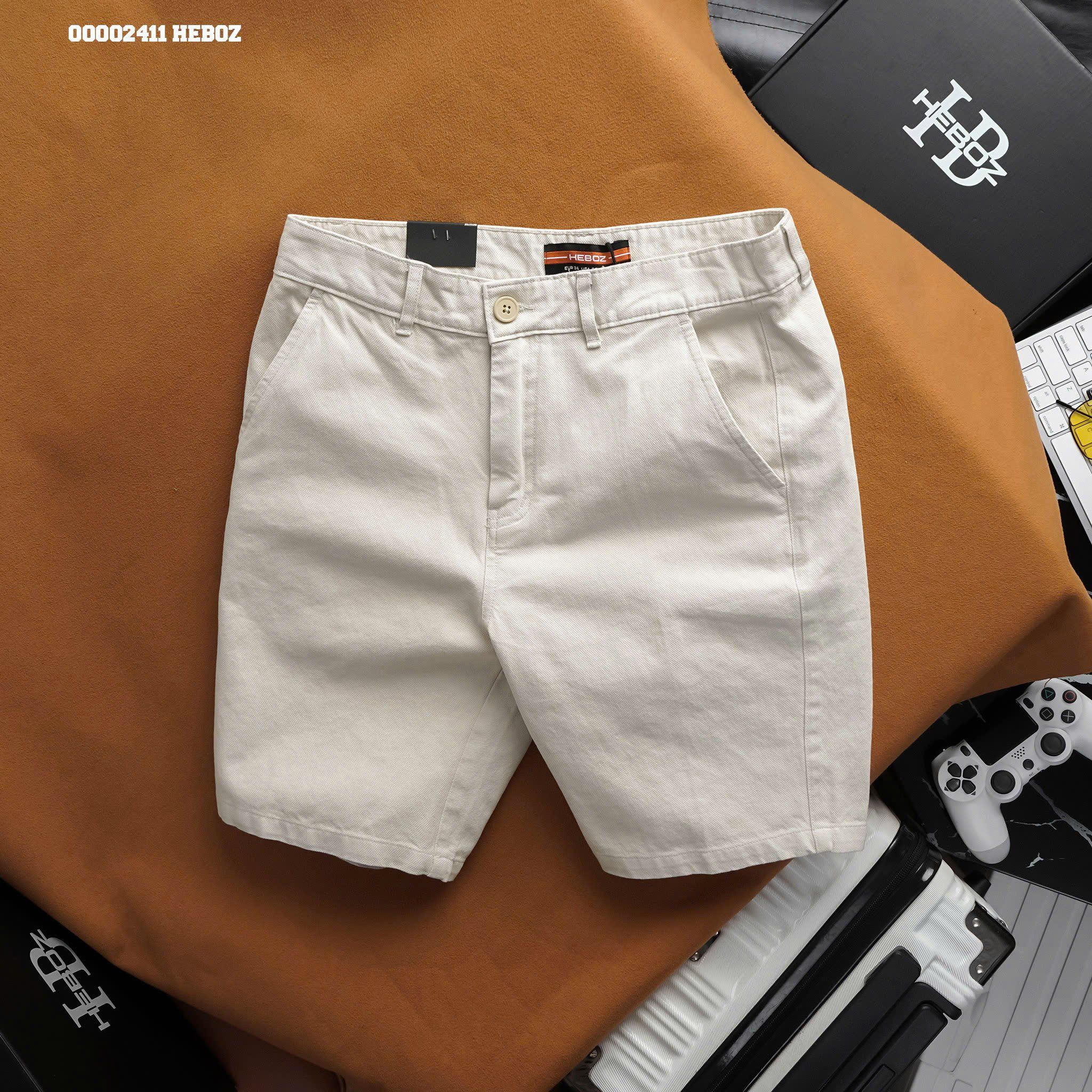 Quần short nam Heboz kaki classic 4M - 00002411