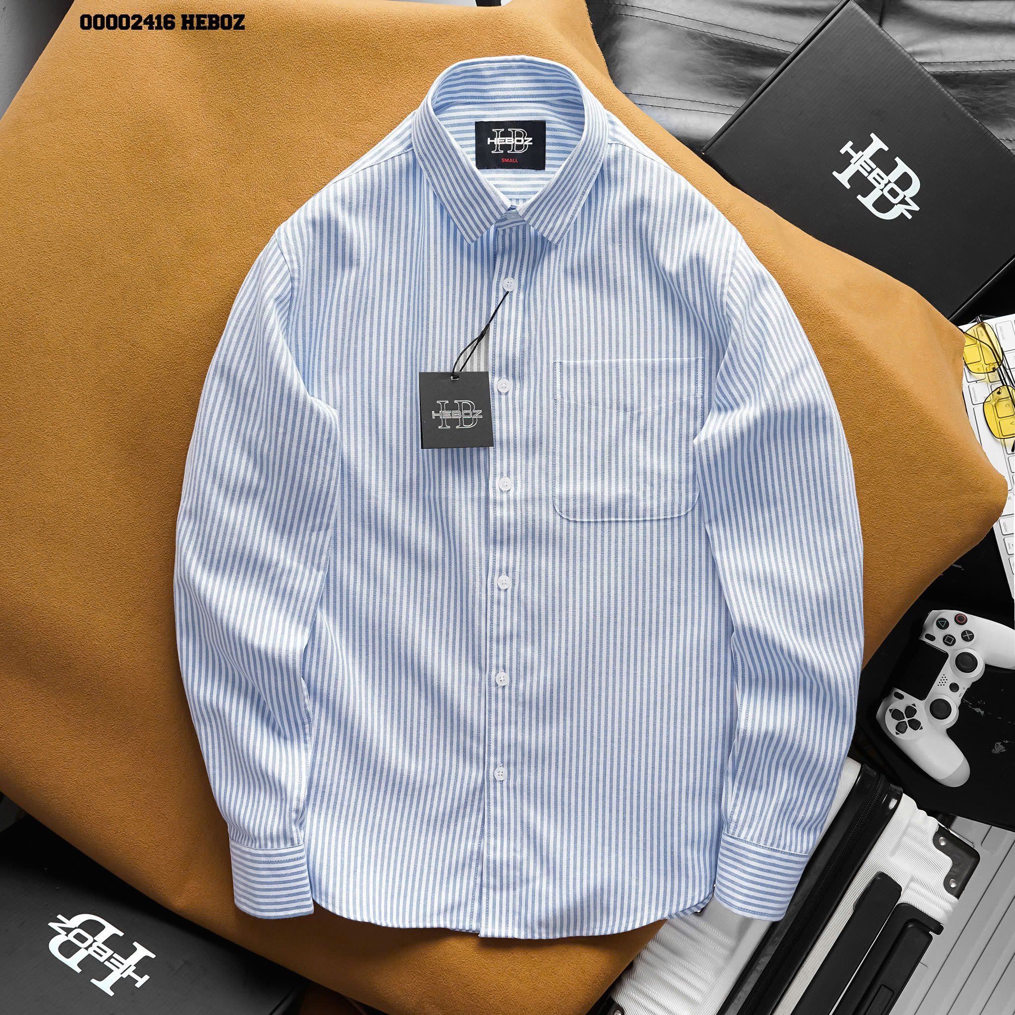 Áo sơ mi nam Heboz oxford stripped Pocket 4M - 00002416
