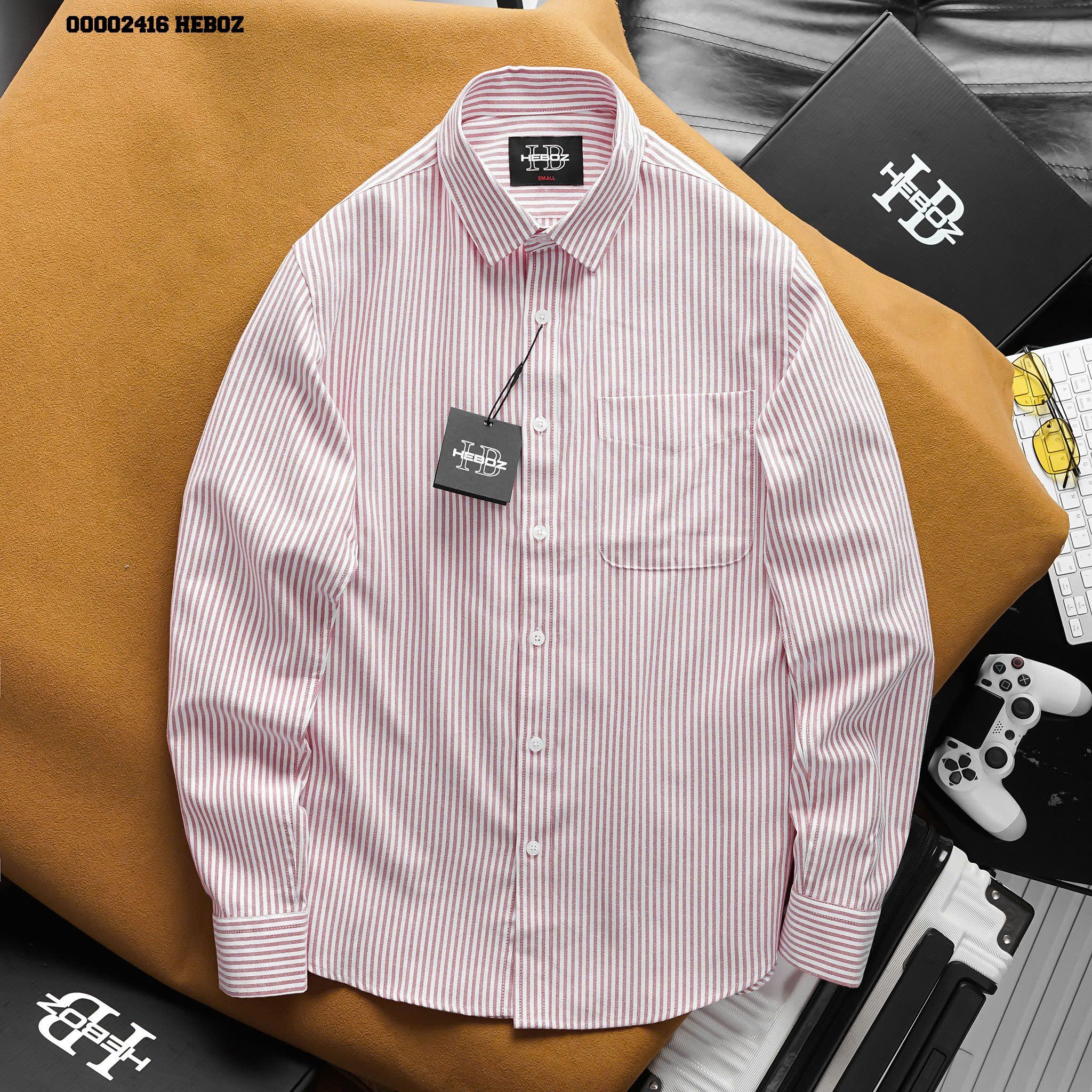 Áo sơ mi nam Heboz oxford stripped Pocket 4M - 00002416