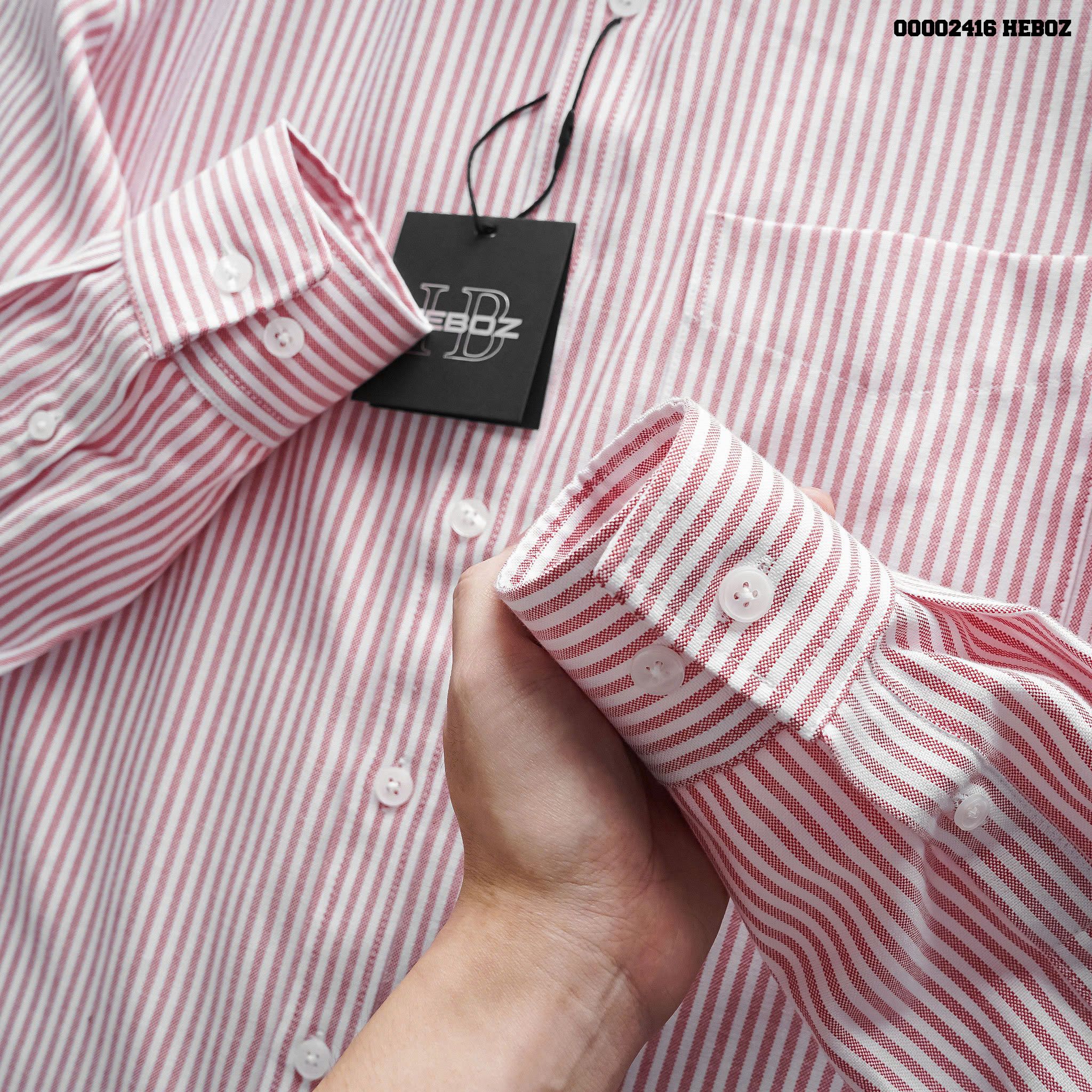 Áo sơ mi nam Heboz oxford stripped Pocket 4M - 00002416