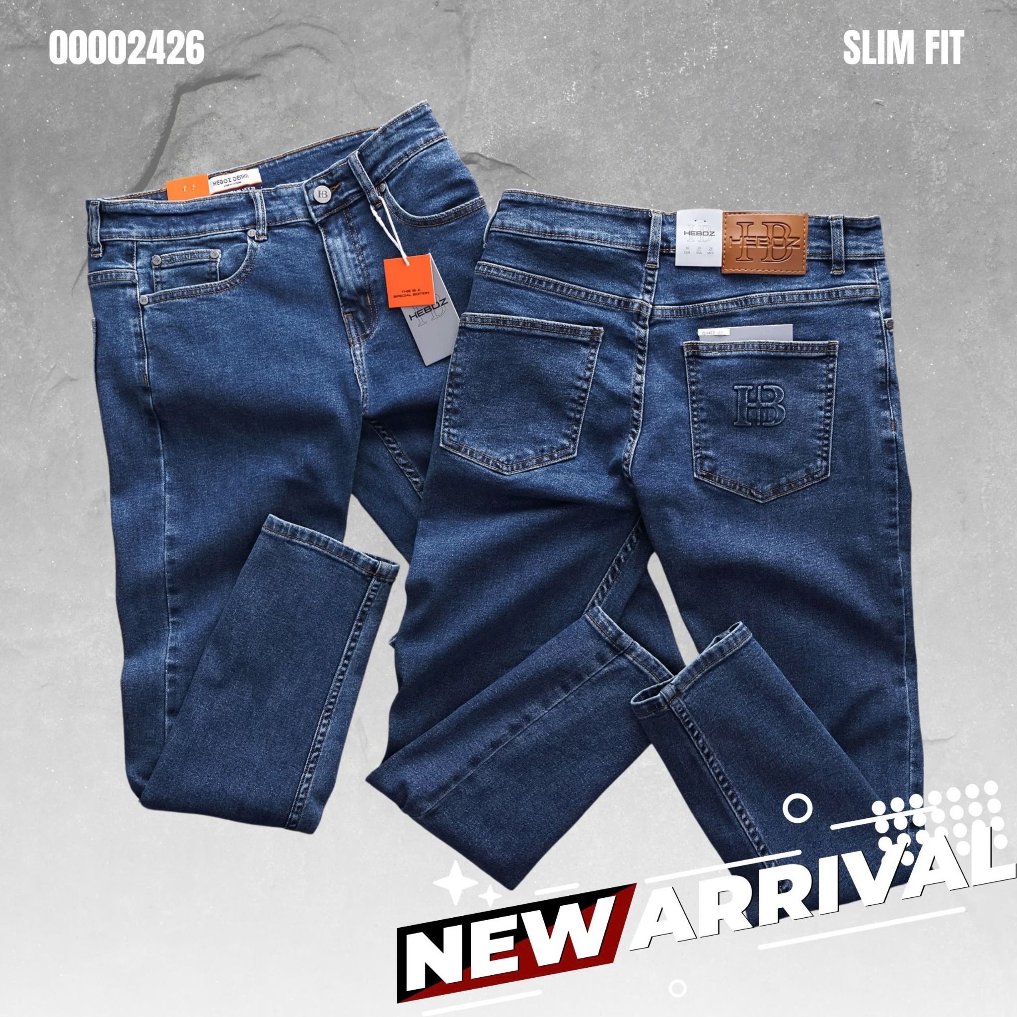 Quần jean nam Heboz basic dáng slim 083 - 00002426