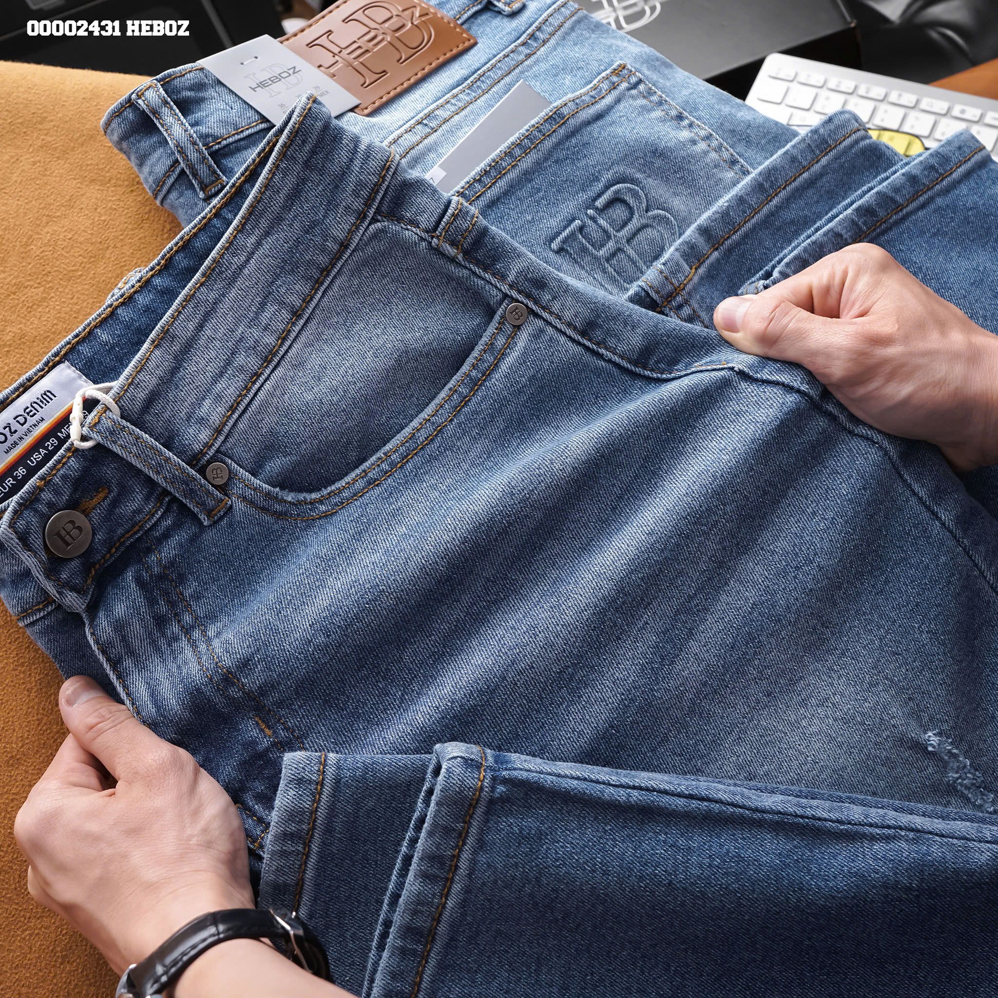 Quần jean nam Heboz dáng slim rách 087 - 00002431
