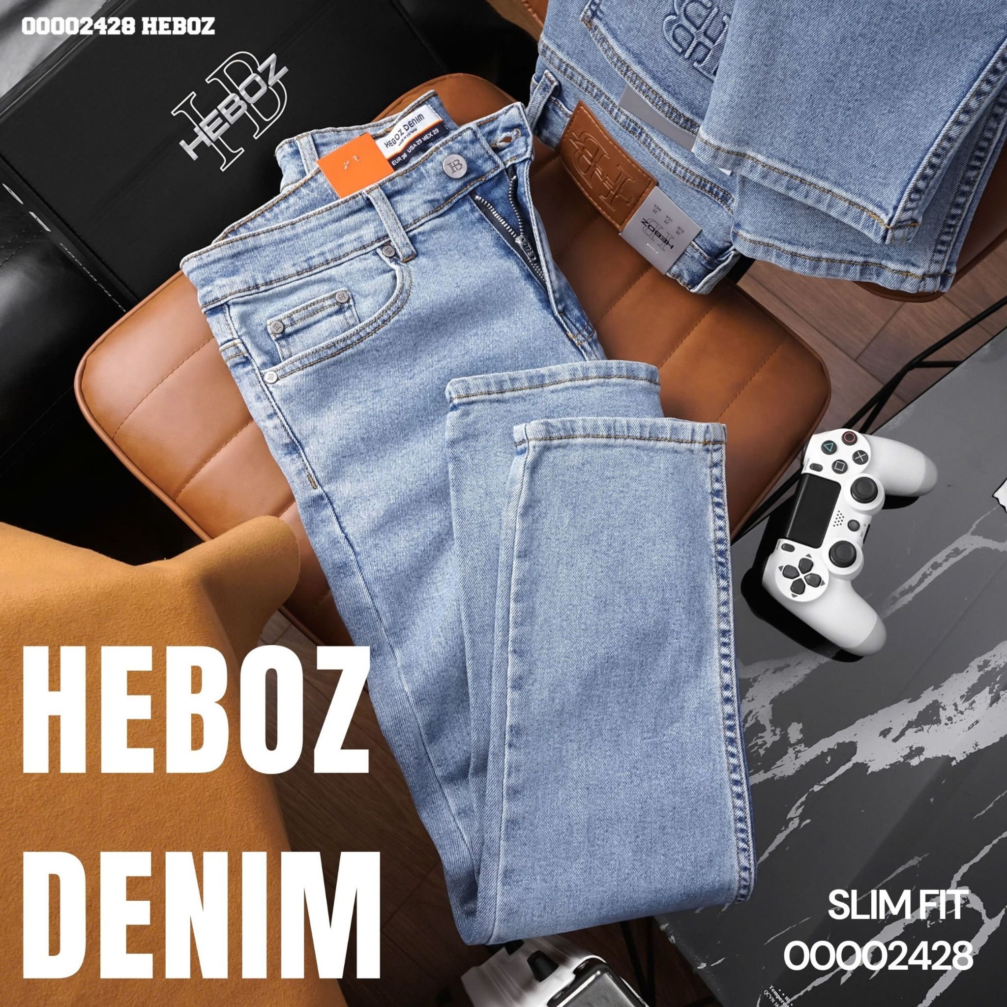 Quần jean nam Heboz basic dáng slim 084 - 00002428