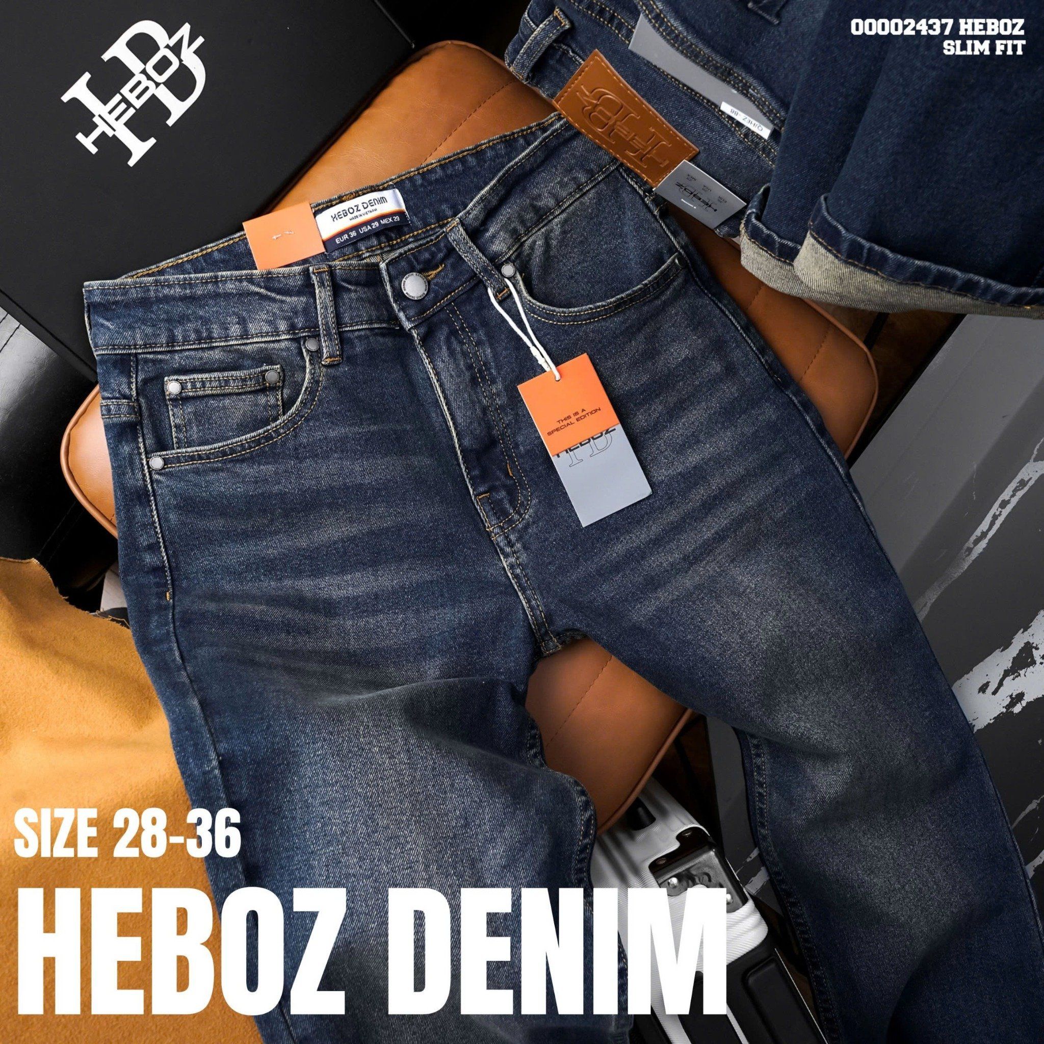 Quần jean nam Heboz basic dáng slim 088 - 00002437