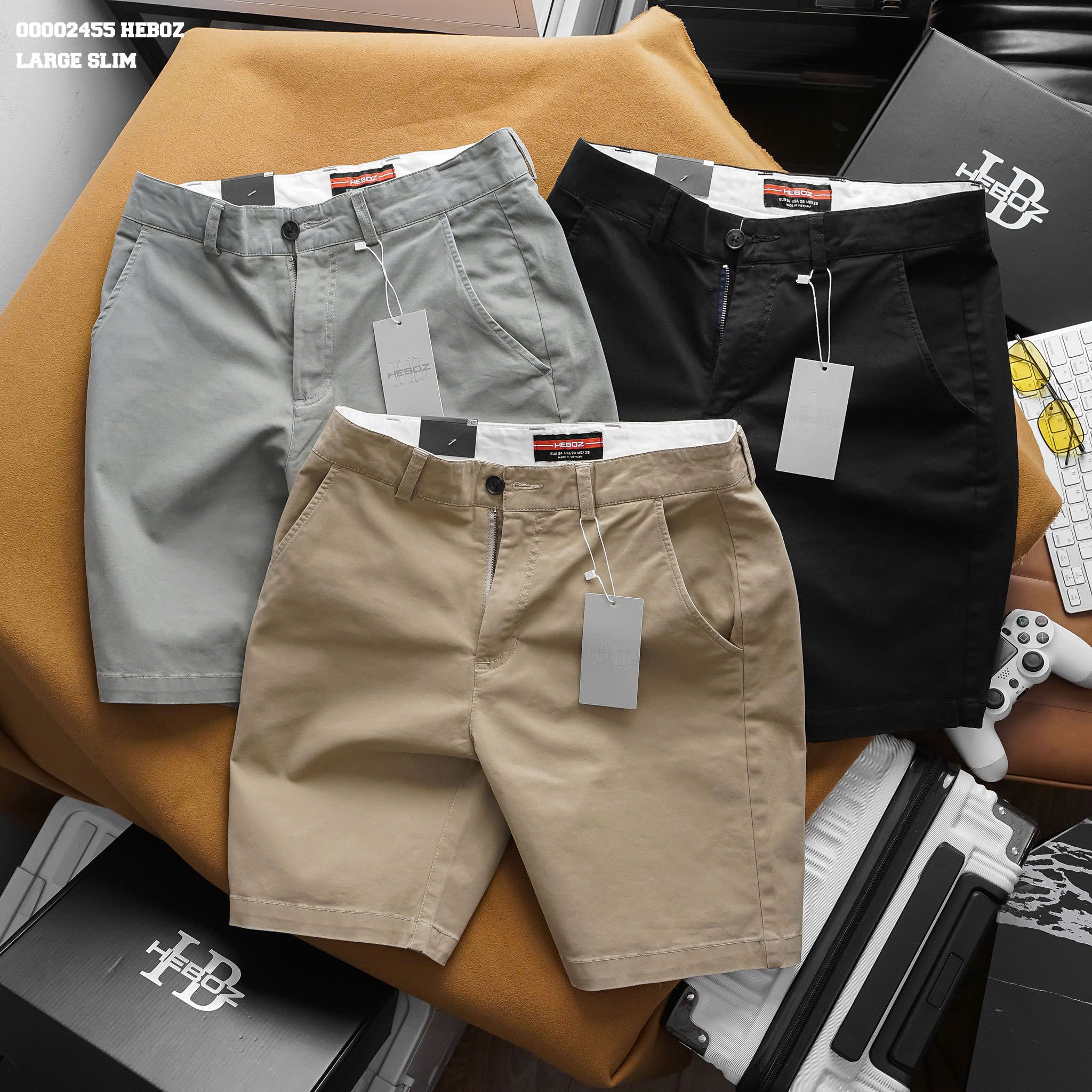 Quần short nam Heboz kaki classic 3M - 00002455
