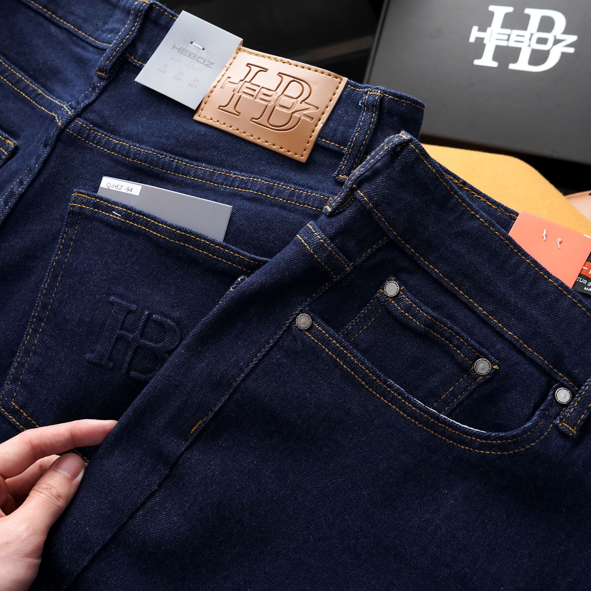 Quần jean nam Heboz dáng slim indigo xanh 094 - 00002454