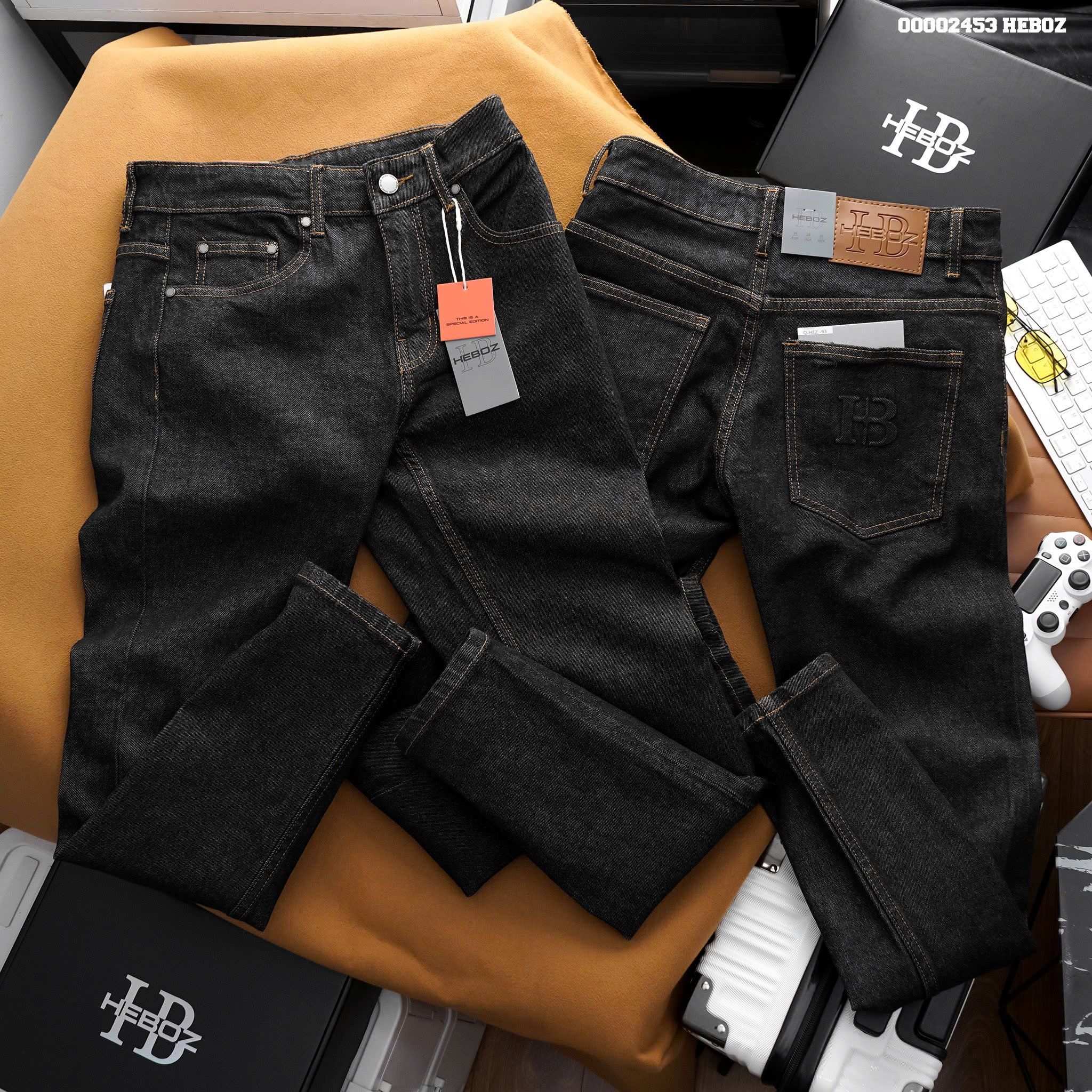 Quần jean nam Heboz form slim indigo đen 093 - 00002453